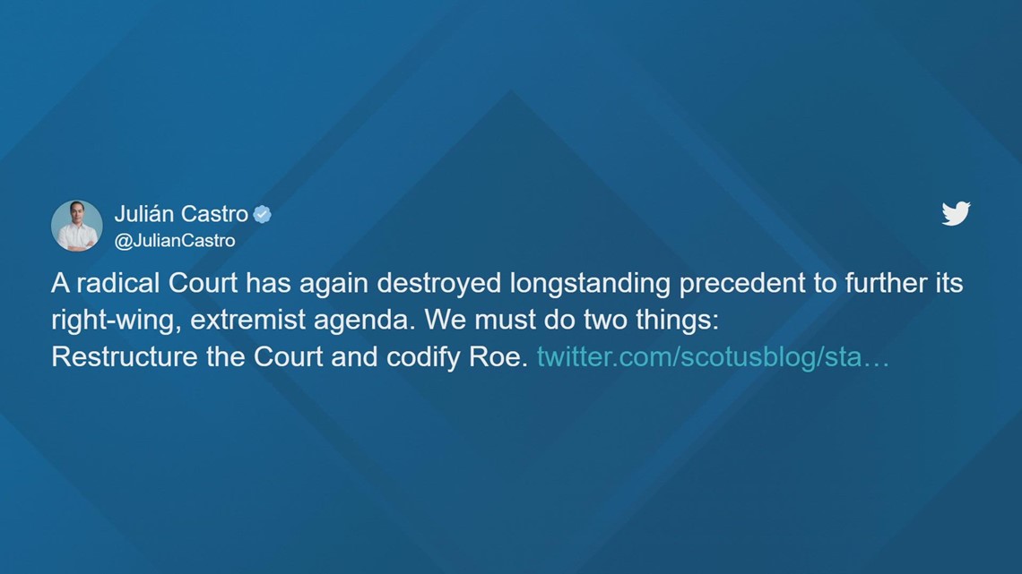Politicians react following overruling of Roe v. Wade