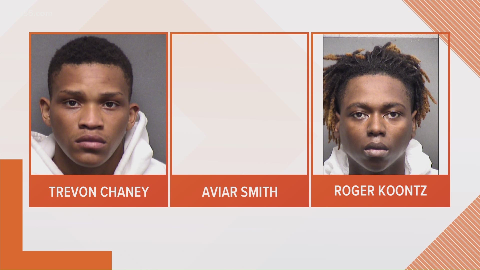 San Antonio police say Trevon Chaney (18), Aviar Smith (18), and Roger Koontz (19) attempted to rob 20-year-old Miguel Carvajal during a drug deal.