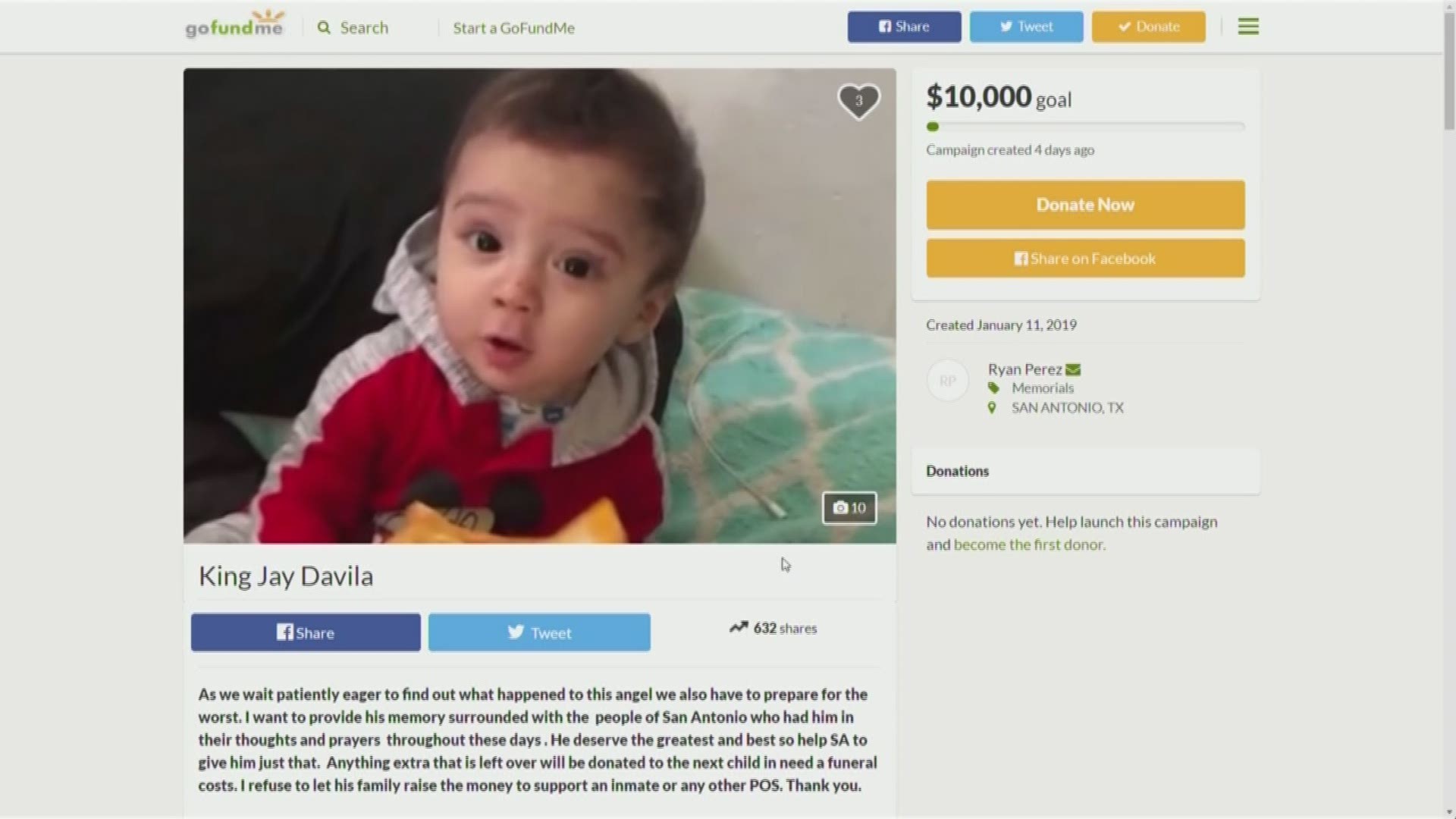 The tragic death of baby King Jay Davila has gripped this city and the country. Eyewitness News reporter Henry Ramos has this warning. Plus, he shows us where you can give money, if you want to help.