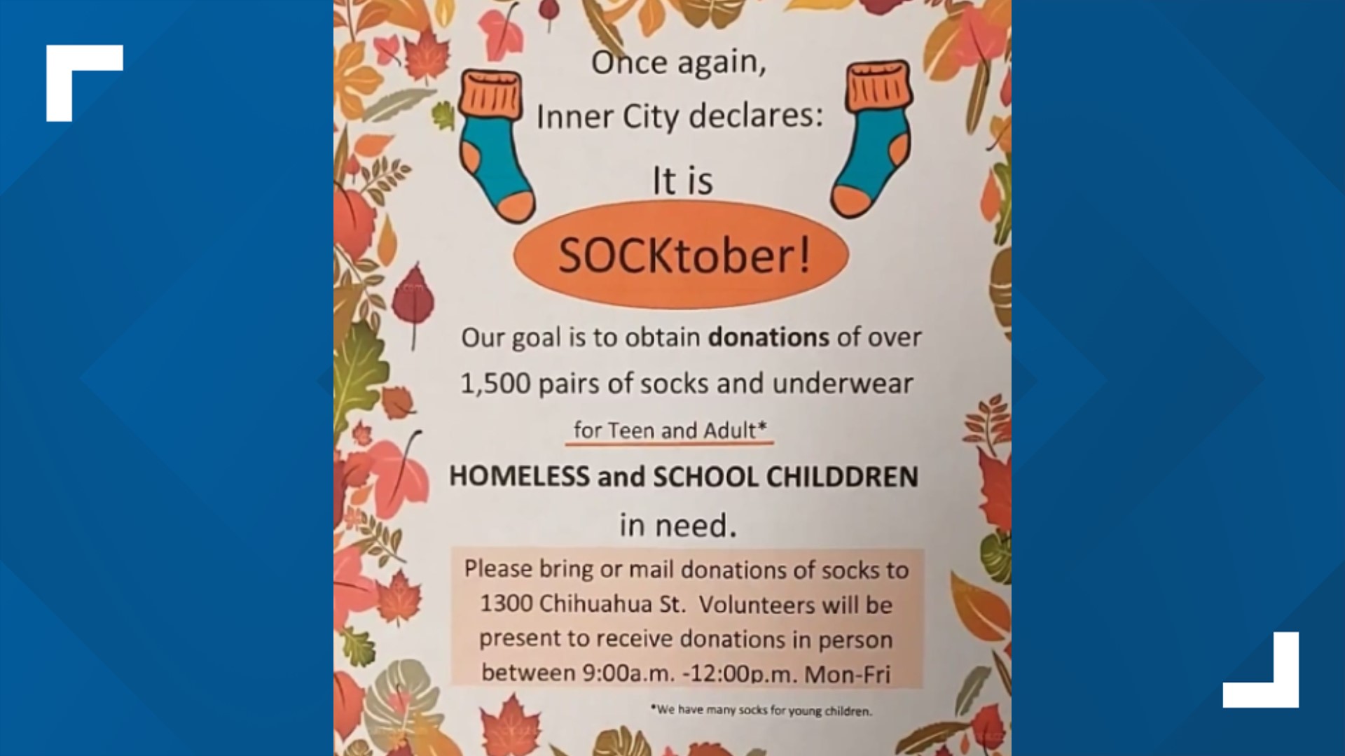 Donate socks and undies for folks in need