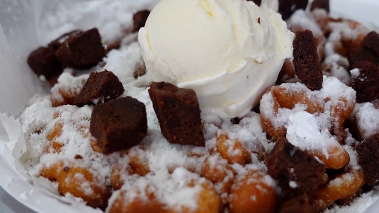 Texas-sized funnel cakes loaded with toppings, like brownie bites and ice cream | Neighborhood Eats