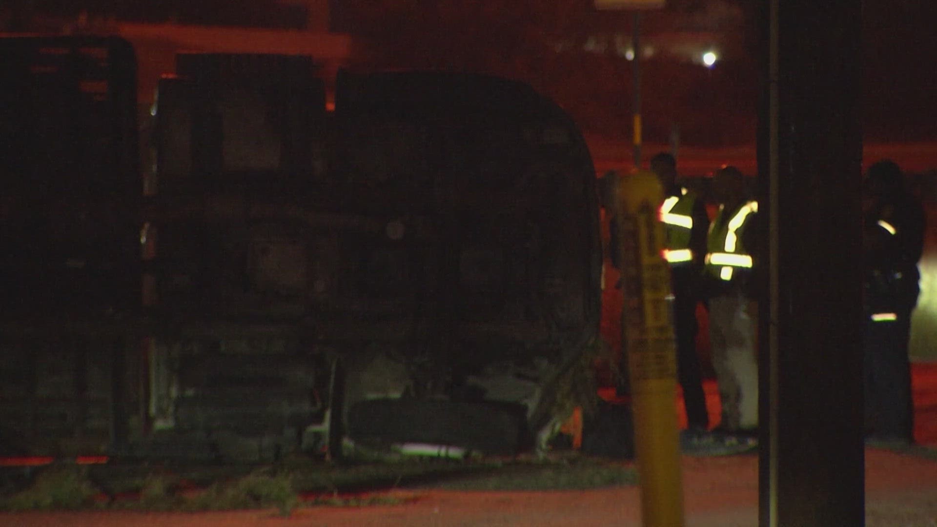 Police say he rolled the truck off Loop 410 just before the Kirby exit on the northeast side of town.