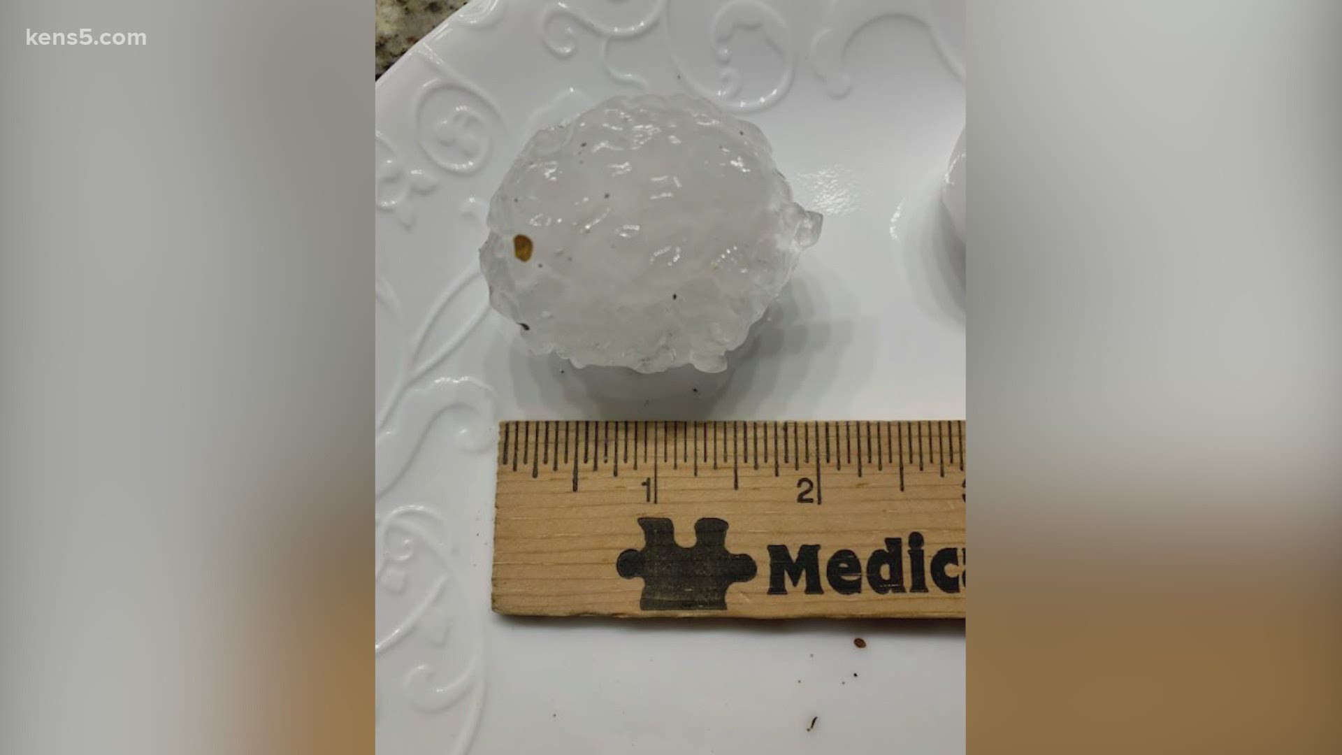 Check out these pictures of hail that fell in New Braunfels measuring about 2 inches. It was just one of many areas on the outskirts of San Antonio that saw hail.