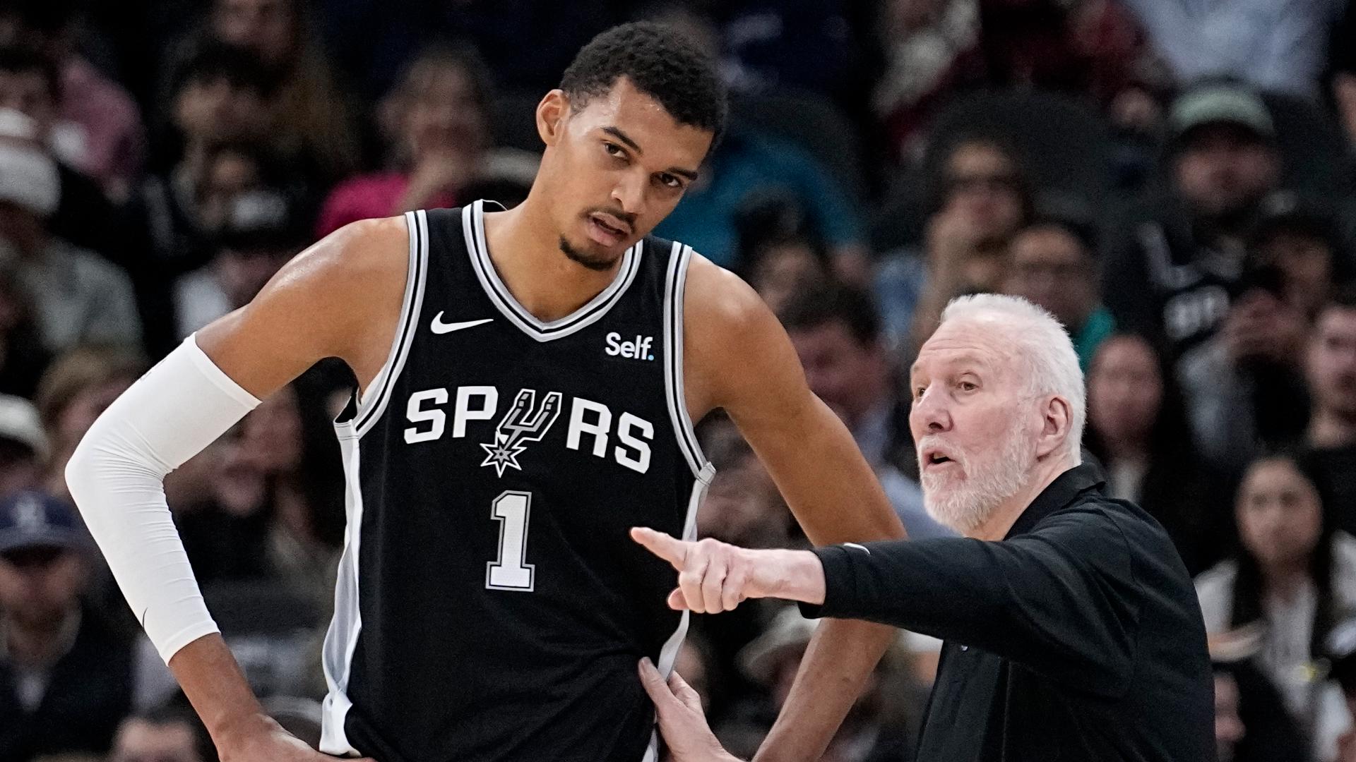 Coach Gregg Popovich and Spurs star players speak at the team's annual media day on Monday, Sept. 30, 2024.