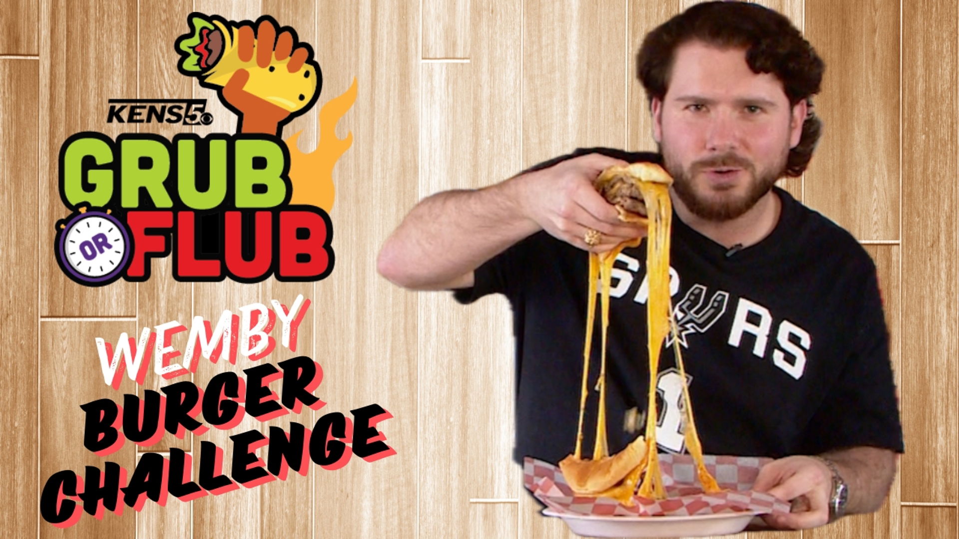 Luke attempts to break the all-time record for fastest to finish the Wemby burger.