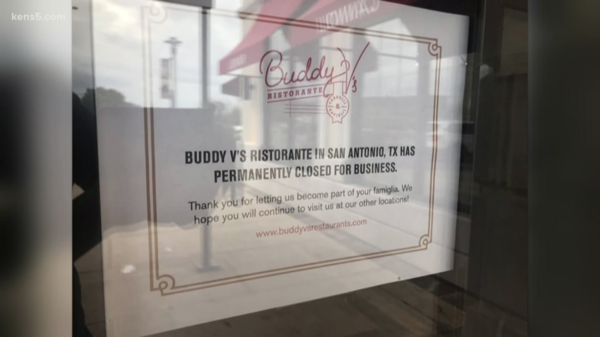 The Cake Boss has hit a bump in the road. Barely a year after opening its doors at La Cantera, Buddy V’s Ristorante has suddenly shuttered them for good. Signage posted on the location’s doors Tuesday confirmed the closure.