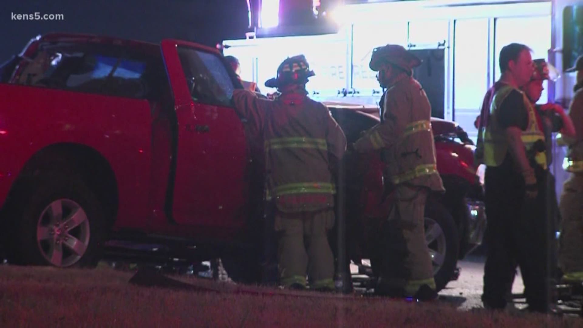 The Jaws of Life were used to get a driver out of his car after he lost control of his truck and crashed into a support beam along Wurzbach Parkway.