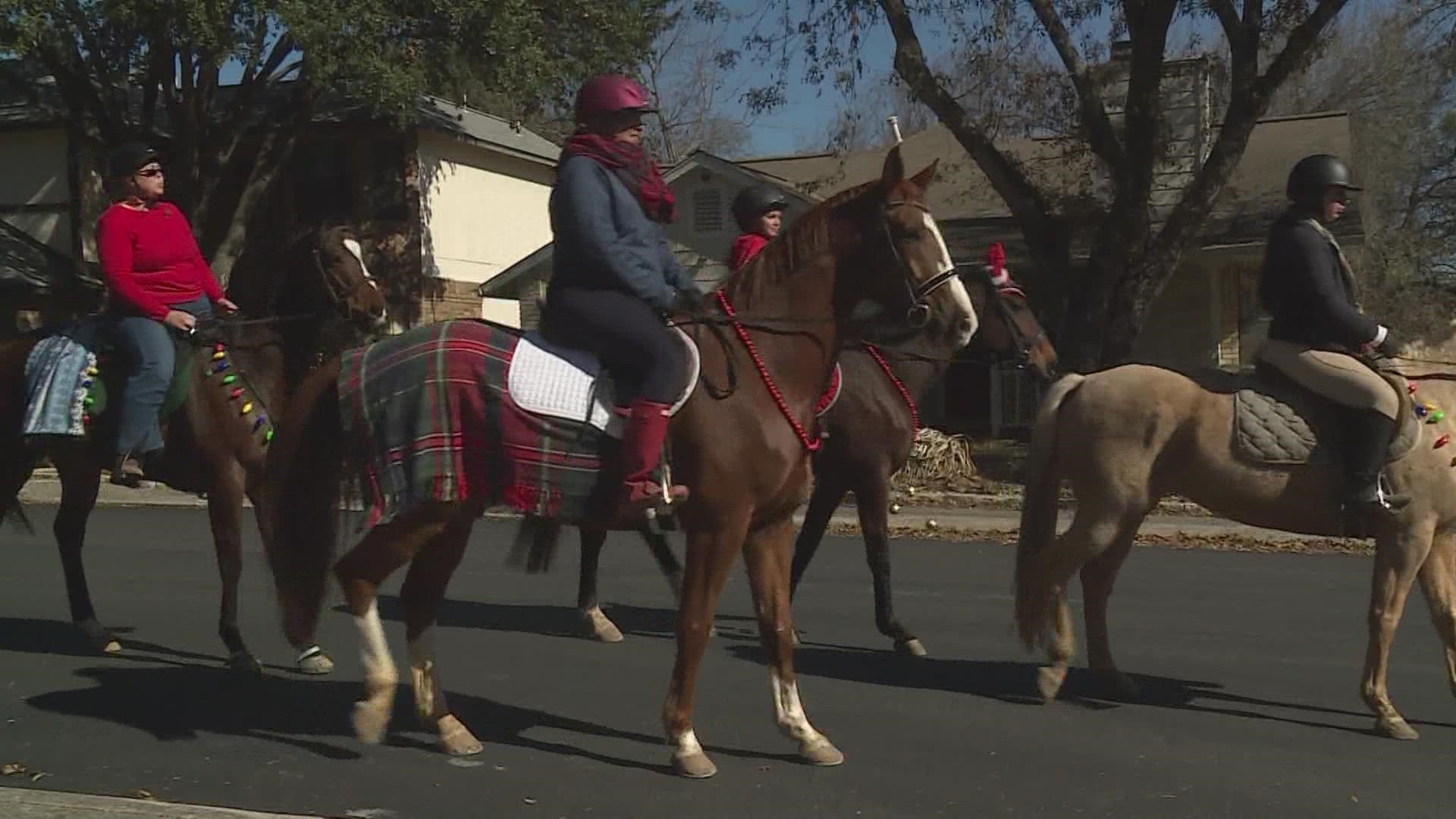 Christmas caroling on horseback