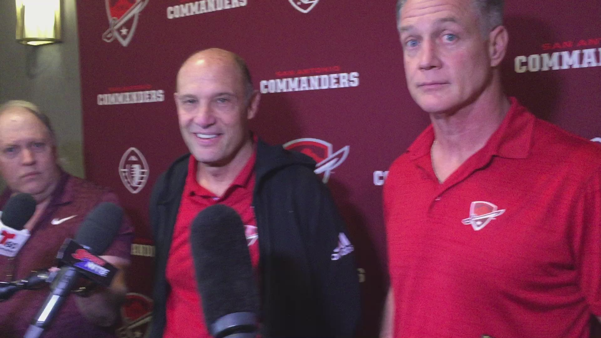 Commanders coach Mike Riley, general manager Daryl Johnston talk about the Alamodome