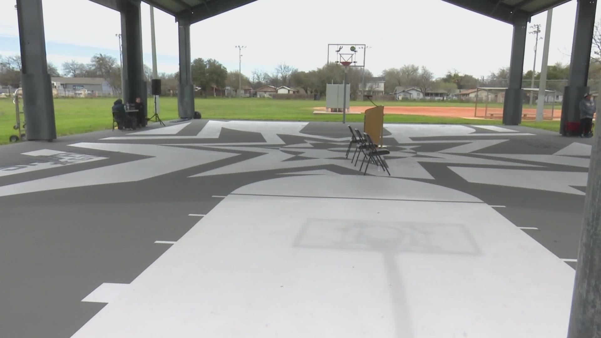 Newly renovated court for kids to play basketball on southwest side