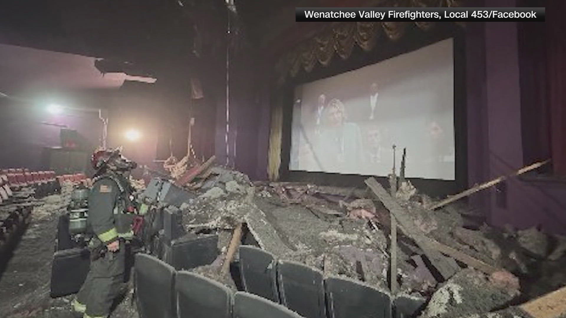 Moviegoers were watching "Captain America" when debris came crashing down on them inside the theater.