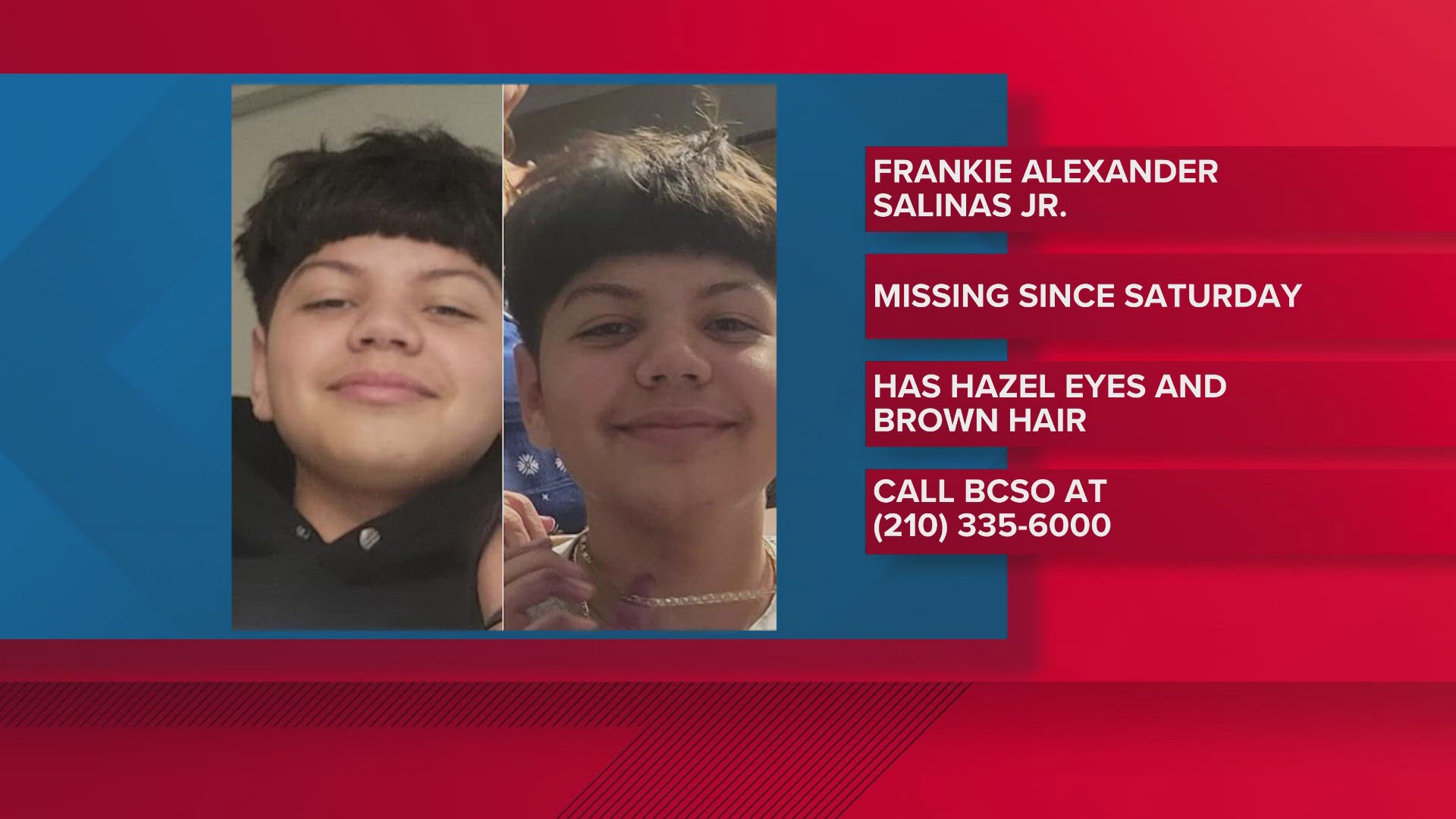 Frankie Salinas, Jr was last seen on Saturday around 3 p.m.