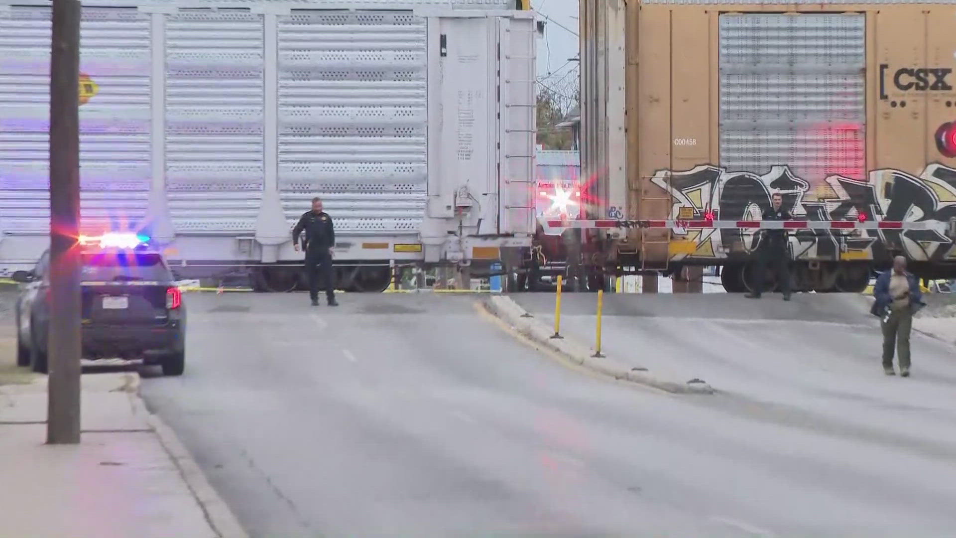 Police said the man tried to cut between two train cars as the train was stopped but as he crossed over, the train began to move, dragging the man and killing him.