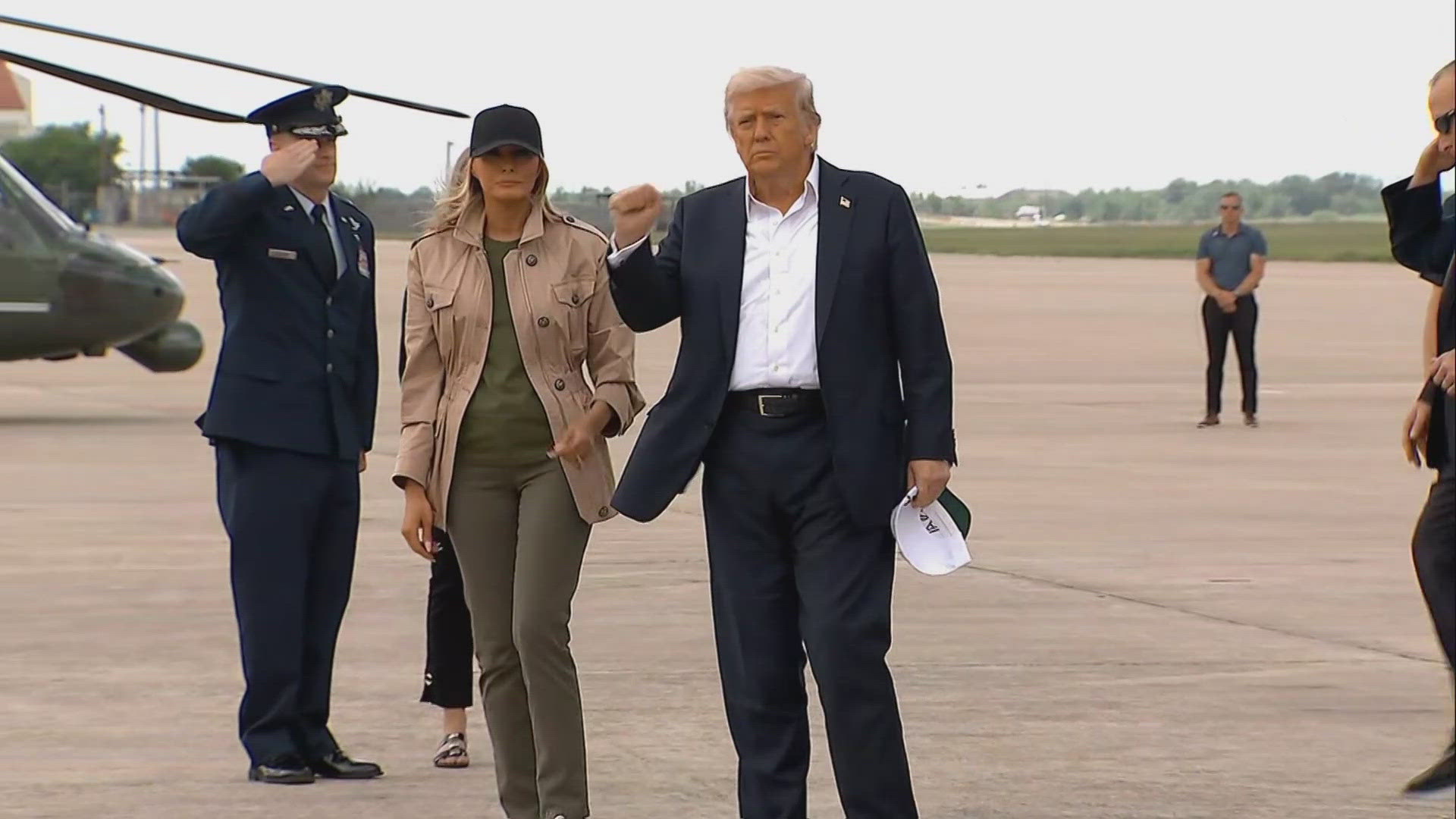 KENS 5's Vanessa Croix is at Kelly Field waiting for the president's departure.