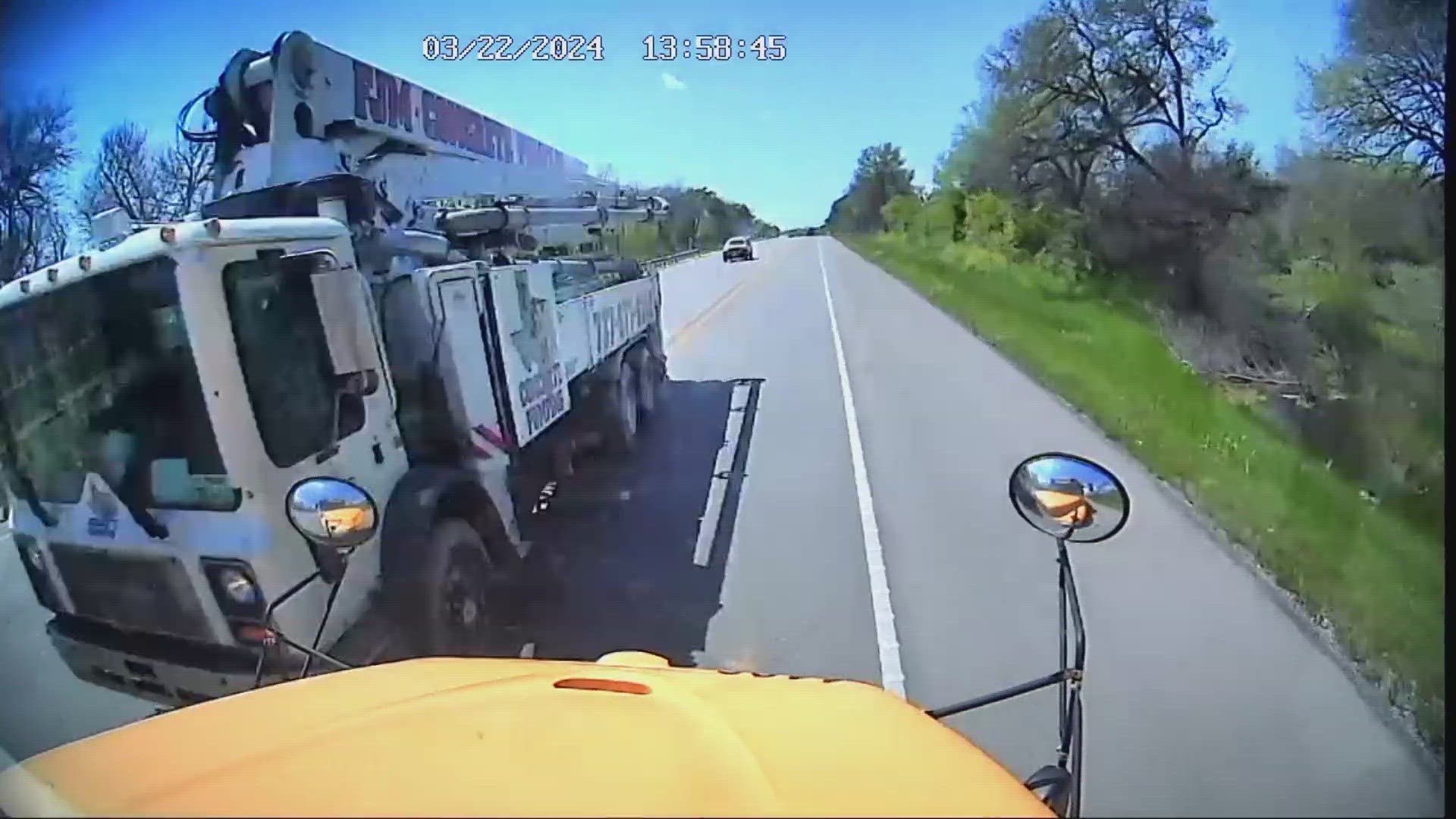 Video shows the moment cement truck crossed into wrong lane causing deadly crash with school bus
