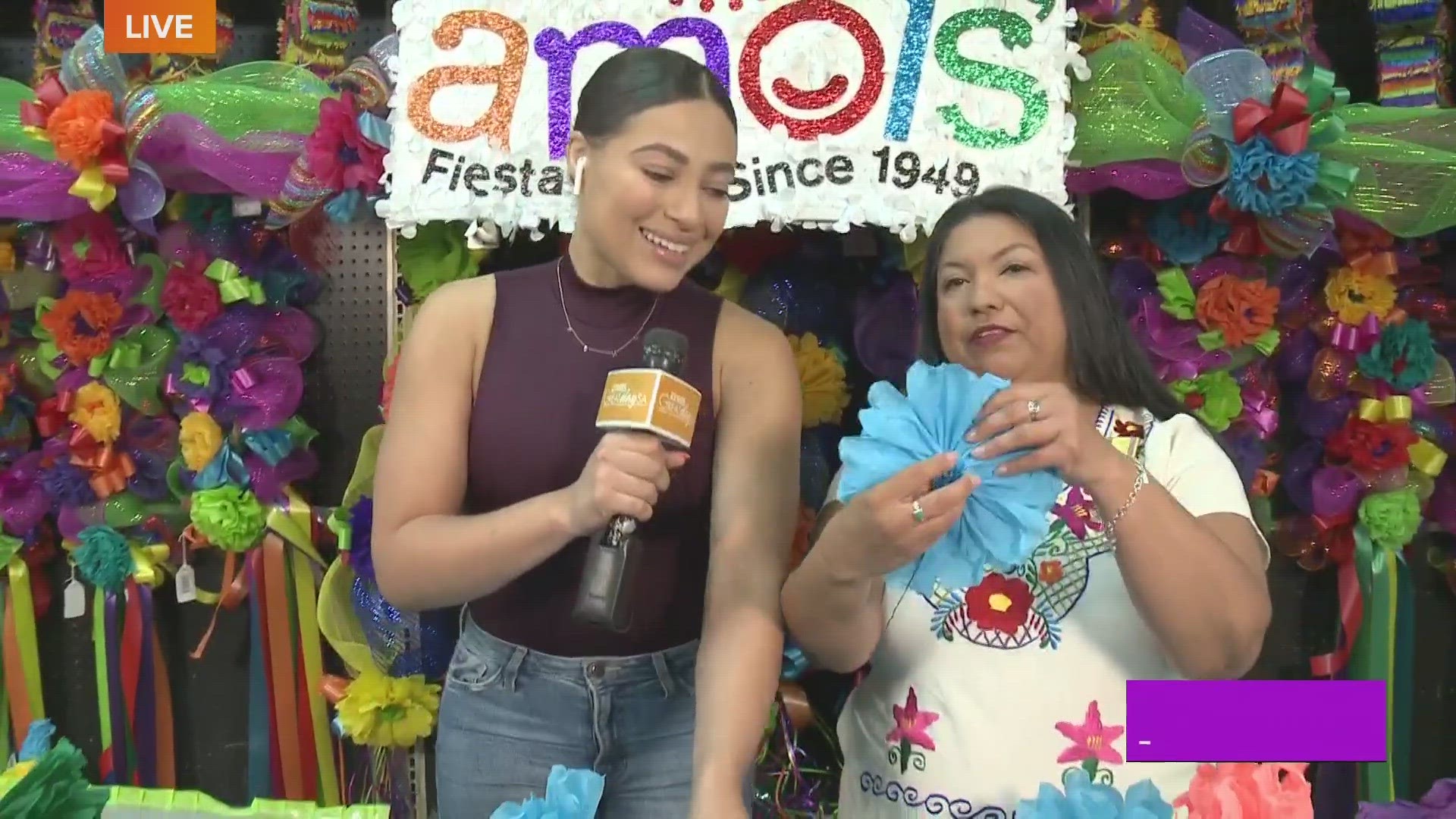 Ashley Casas with Our Mother's Flowers shows Clarke how to create paper flowers for your Fiesta celebrations.