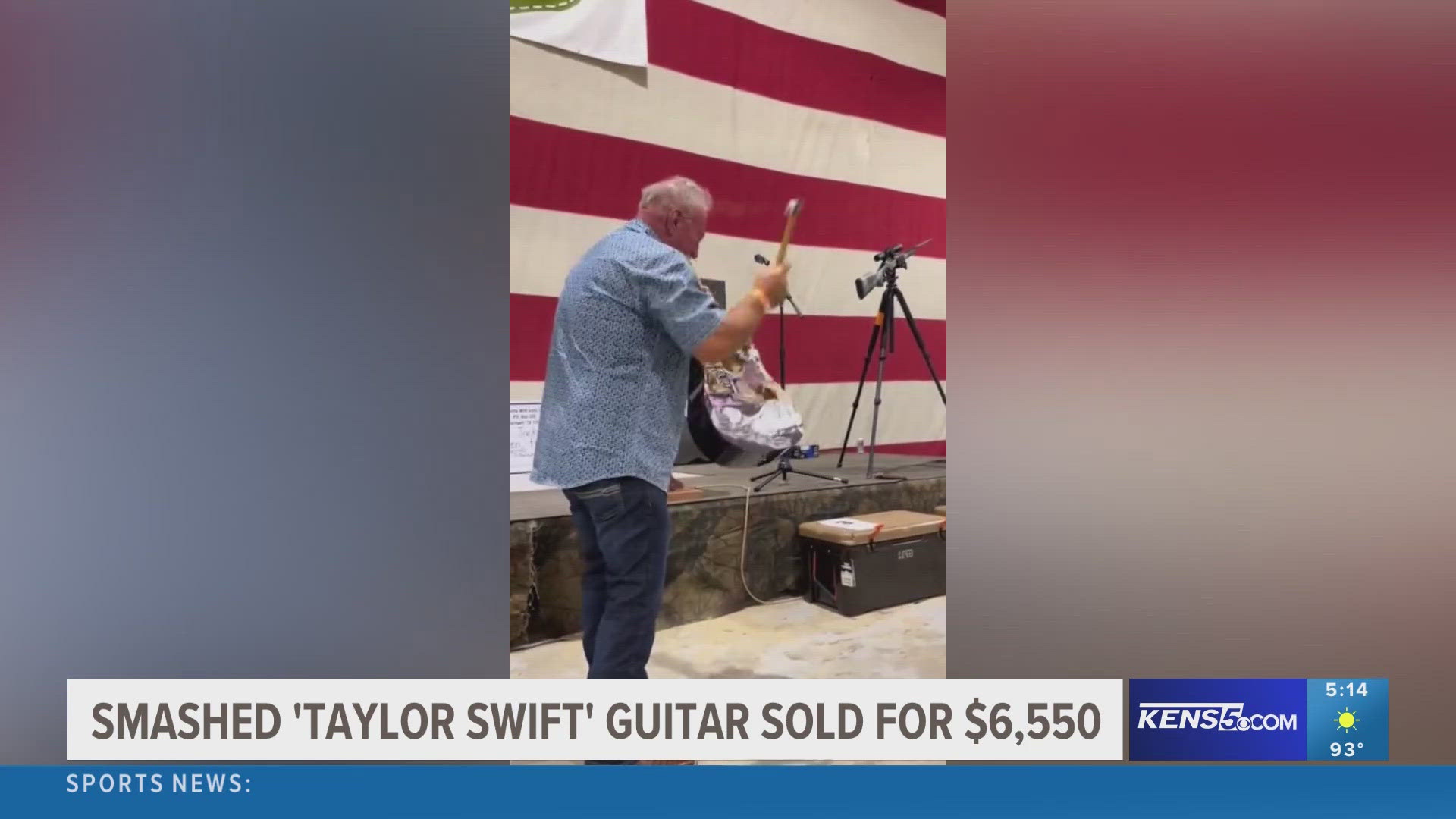 A spokesperson for the auction said smashing the guitar was a "lighthearted disapproval of people in the entertainment industry trying to influence politics."