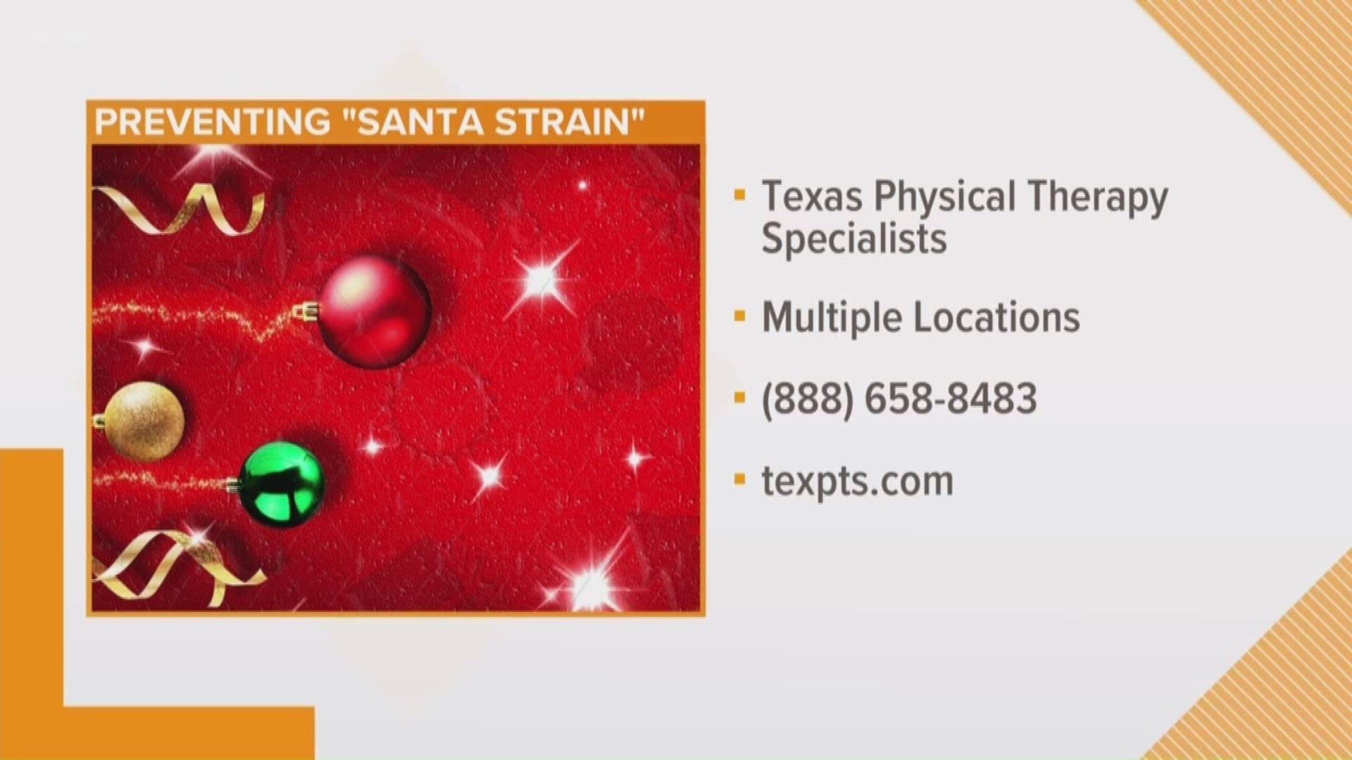 The most wonderful time of the year can easily become the most painful time of the year. Dr. Andrew Bennett from Texas Physical Therapy Specialists shares more.