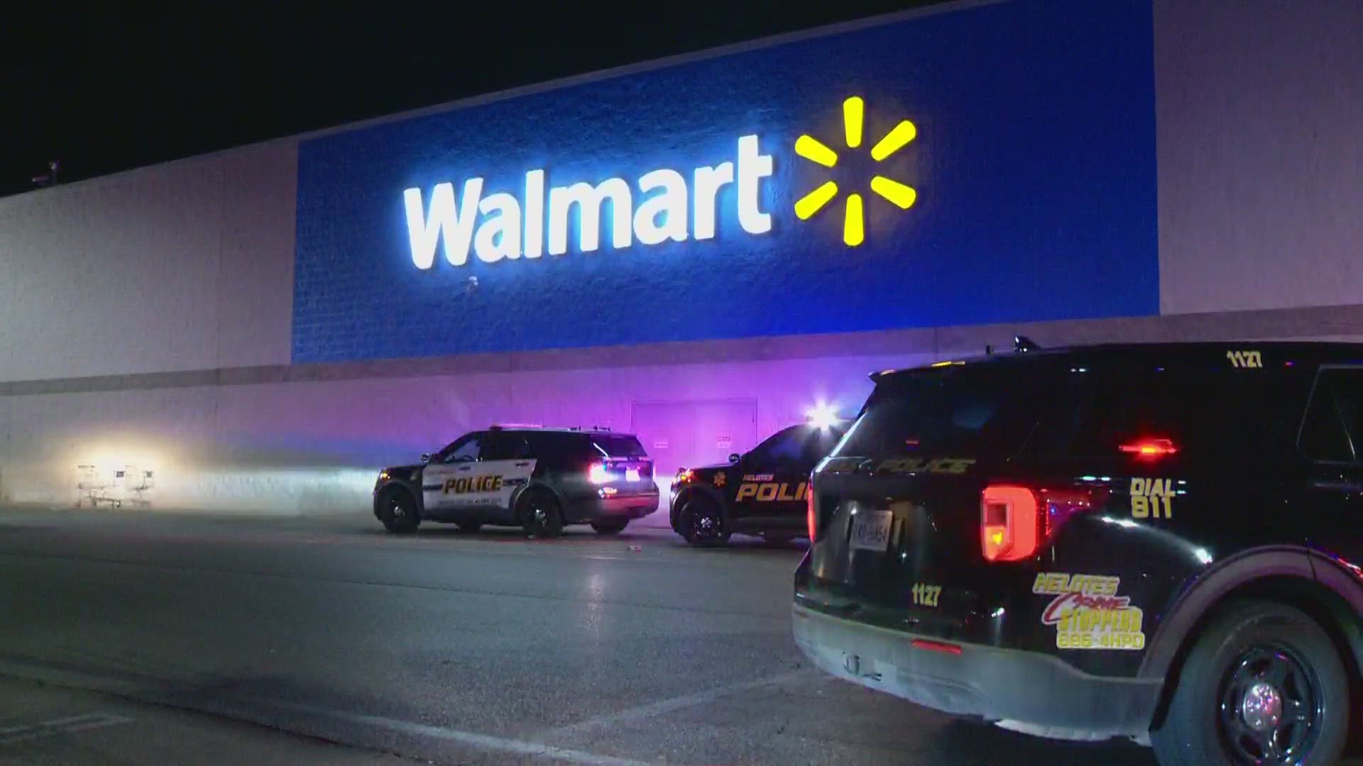 Multiple law enforcement agencies were involved in a chase and possible shooting ending at a Walmart on Saturday night.