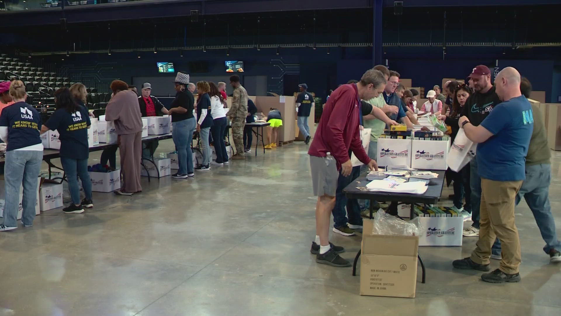 Volunteers gathered for Operation Gratitude. 