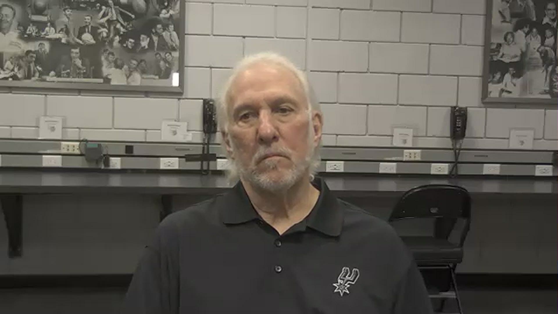 San Antonio Spurs head coach Gregg Popovich speaks to reporters following his team's 125-104 road victory over the Portland Trail Blazers.