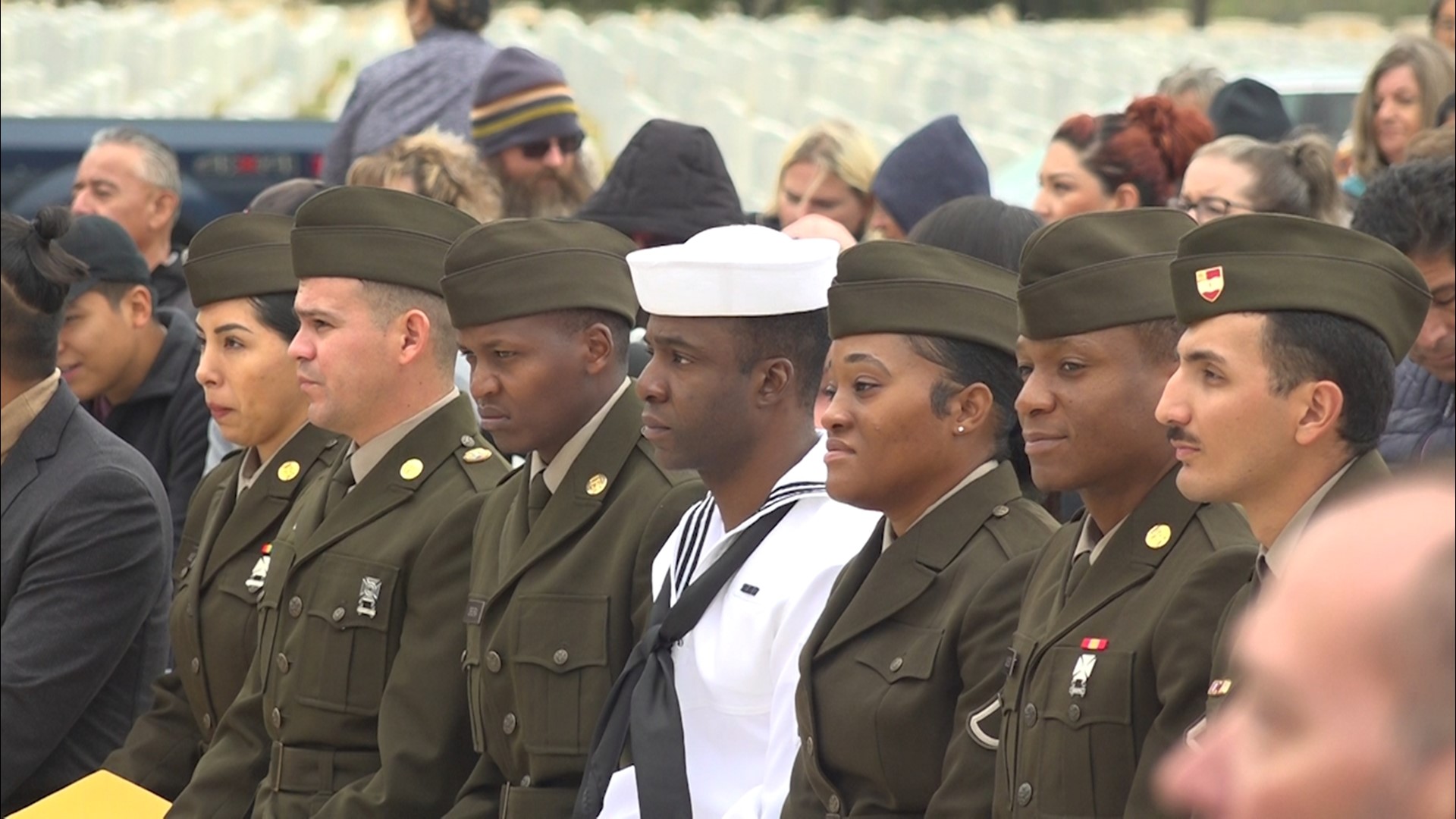 Nine veterans became U.S. citizens at Fort Sam Houston National Cemetery on Saturday morning.