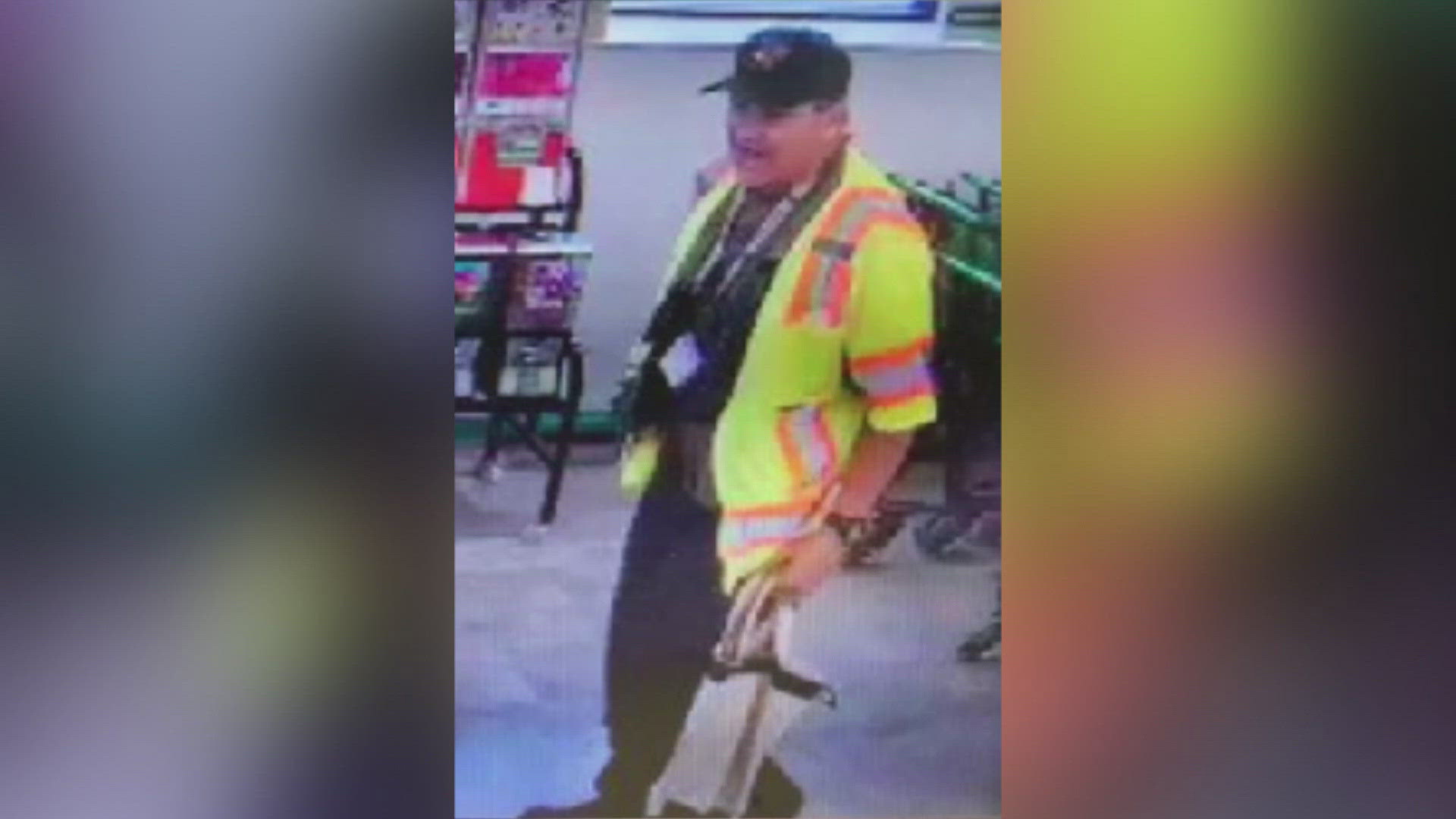 Store employees say this man assaulted them before he ran off with stolen items under his yellow safety vest.