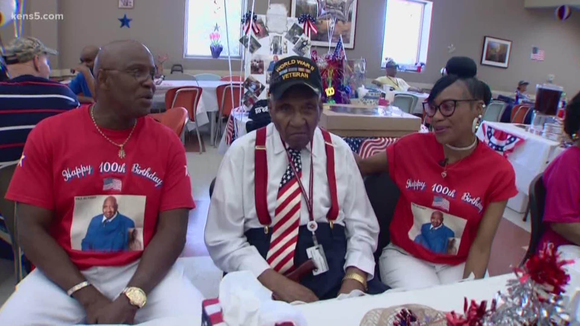 World War II veteran Marion Runnels was surrounded by friends at his 100th birthday party at a senior center in San Antonio.