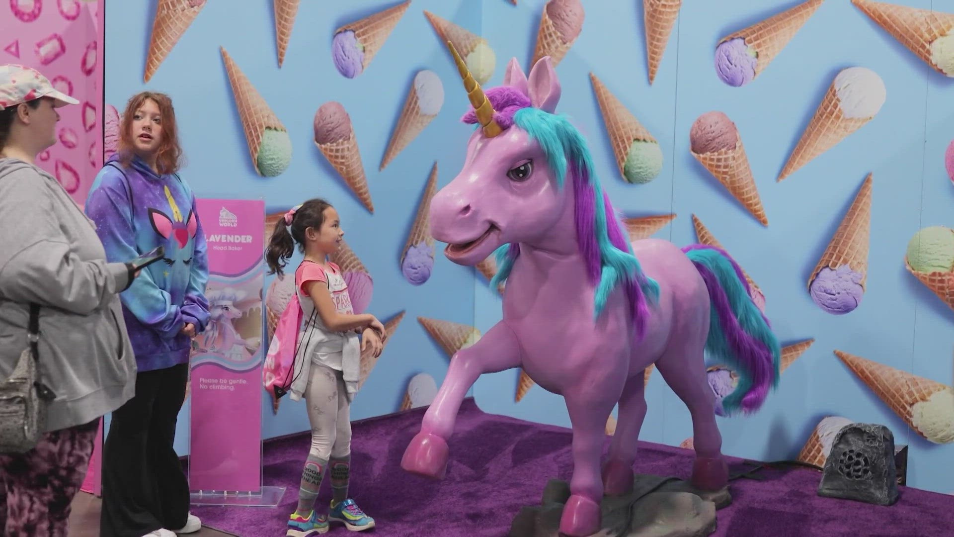 Families can see life-sized animatronic unicorns, an enchanted forest, and unicorn-themed decorations.