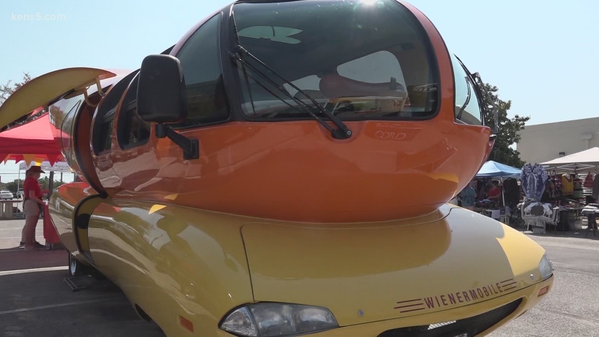 The Oscar Mayer Wienermobile makes a stop in San Antonio as it makes its way across the country.