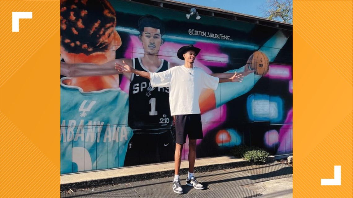 LOOK: A Victor Wembanyama mural in a Spurs jersey pops
