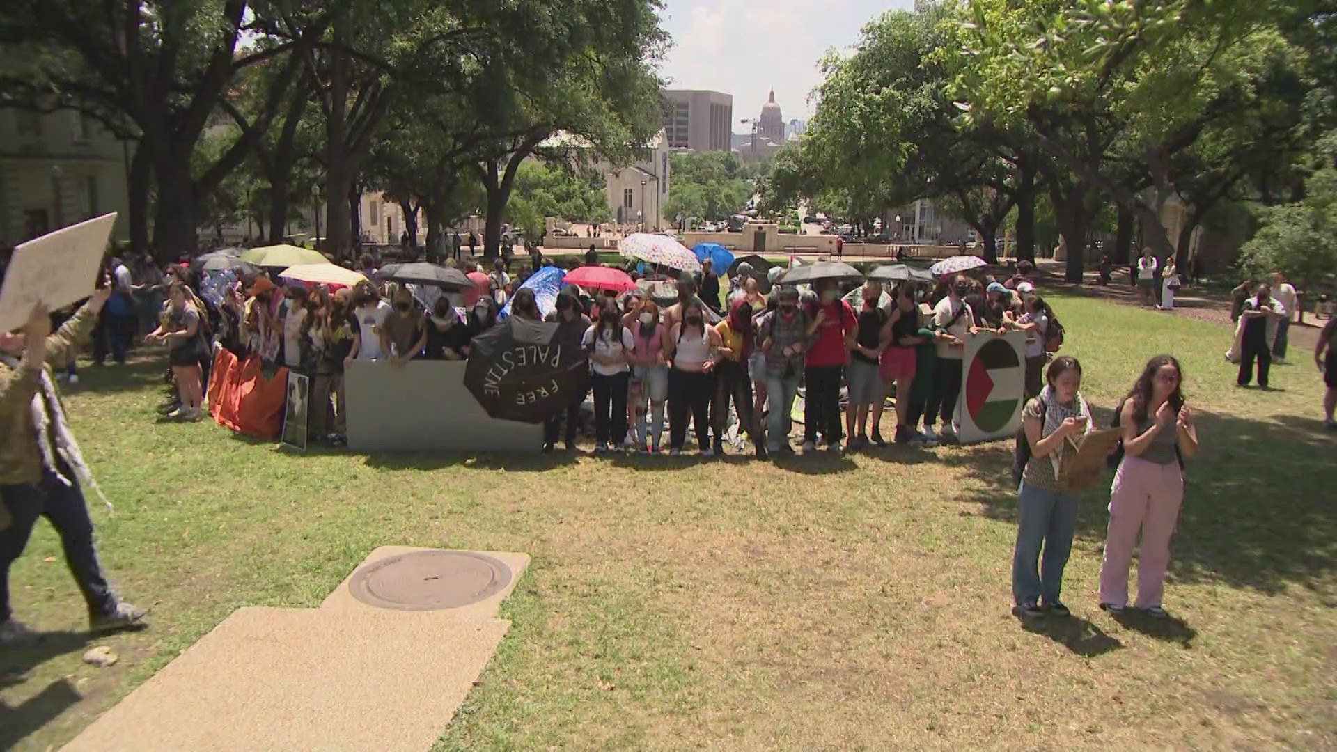 At the University of Texas in Austin, more than 100 people were arrested.