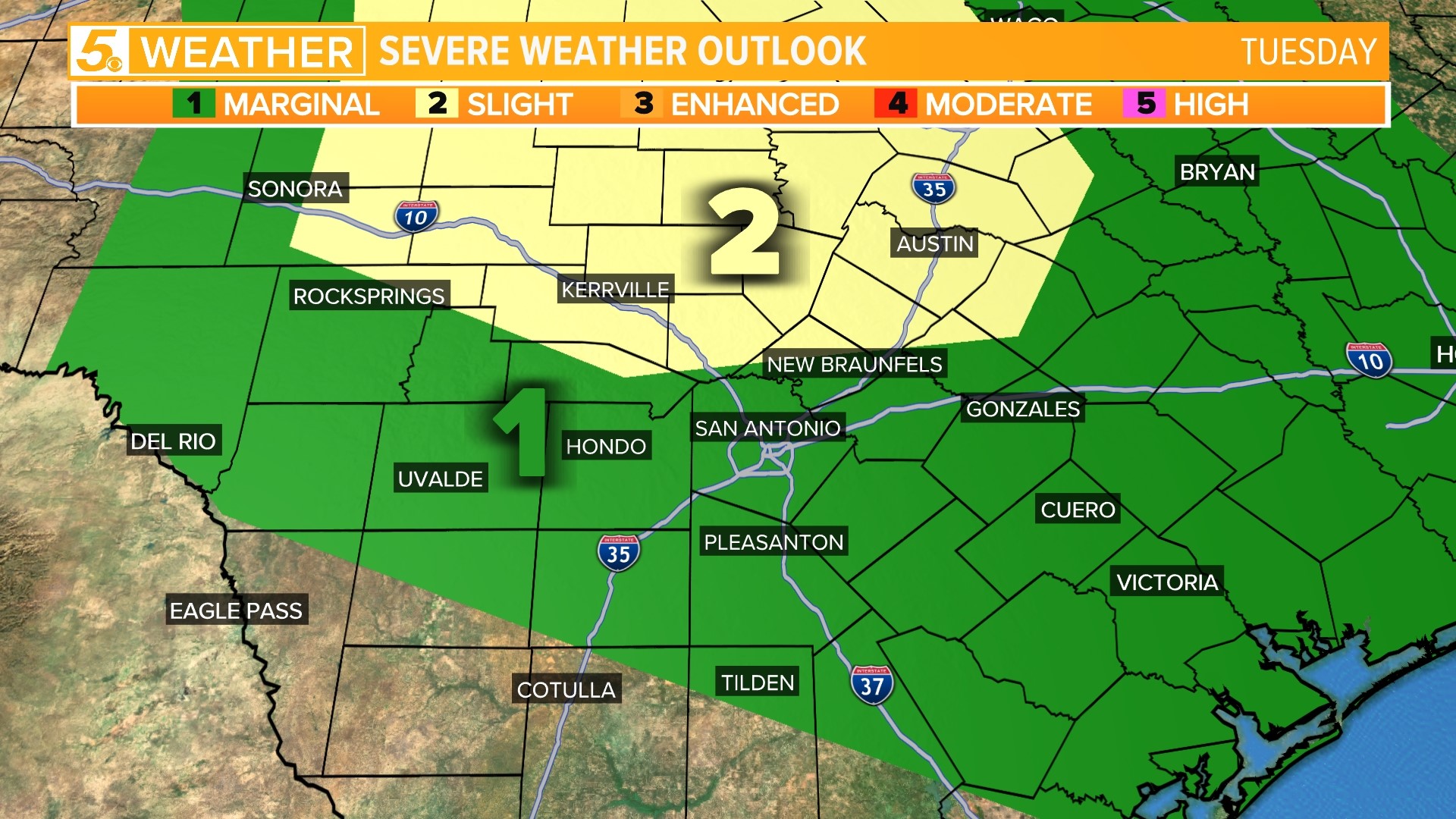 Strong to severe storms expected Tuesday evening in San Antonio