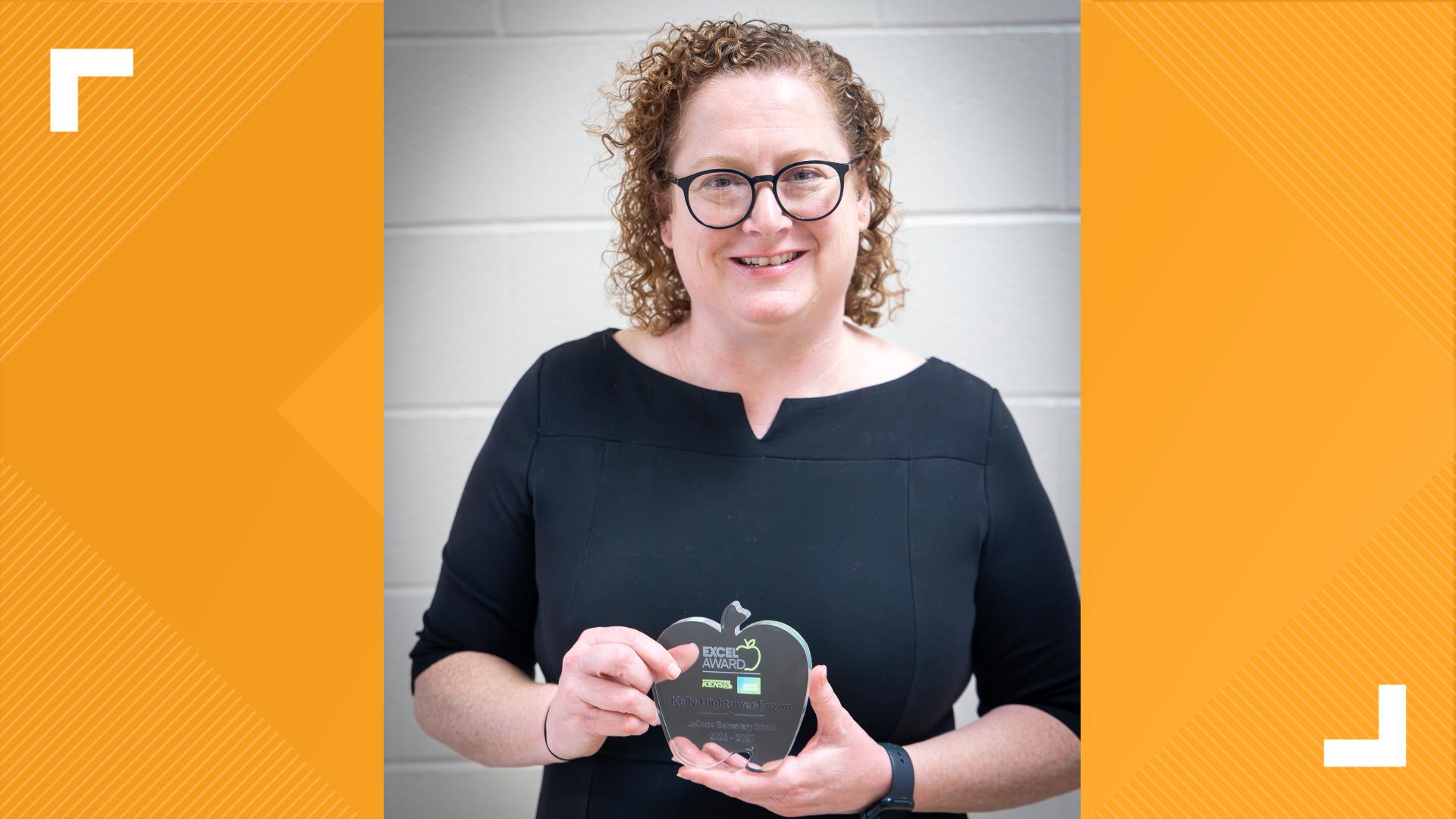 Kelly Hightower-Brown wins KENS 5 EXCEL Award for Medina Valley ISD