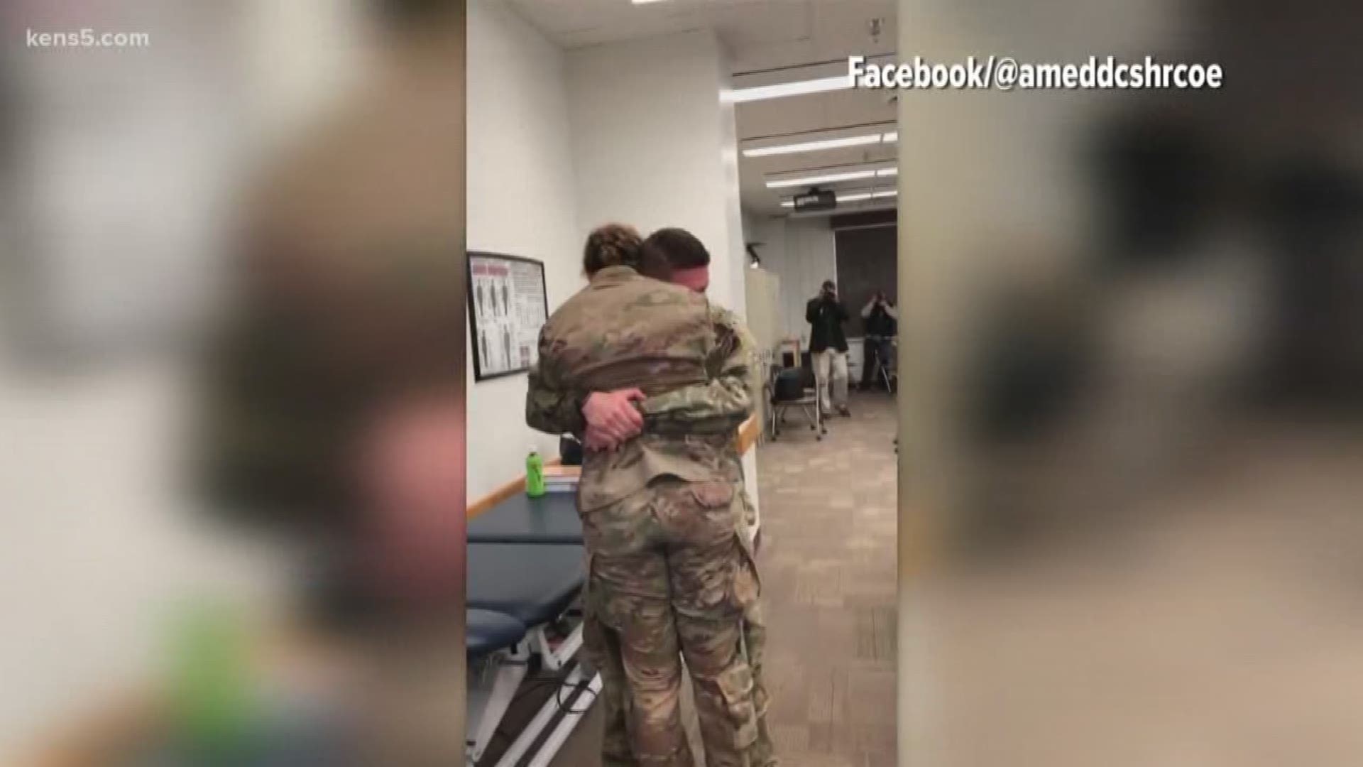 The U.S. Army Medical Department Center and School Health Readiness Center of Excellence posted a video of the surprise reunion of a dual military couple, one member having just returned from Iraq.