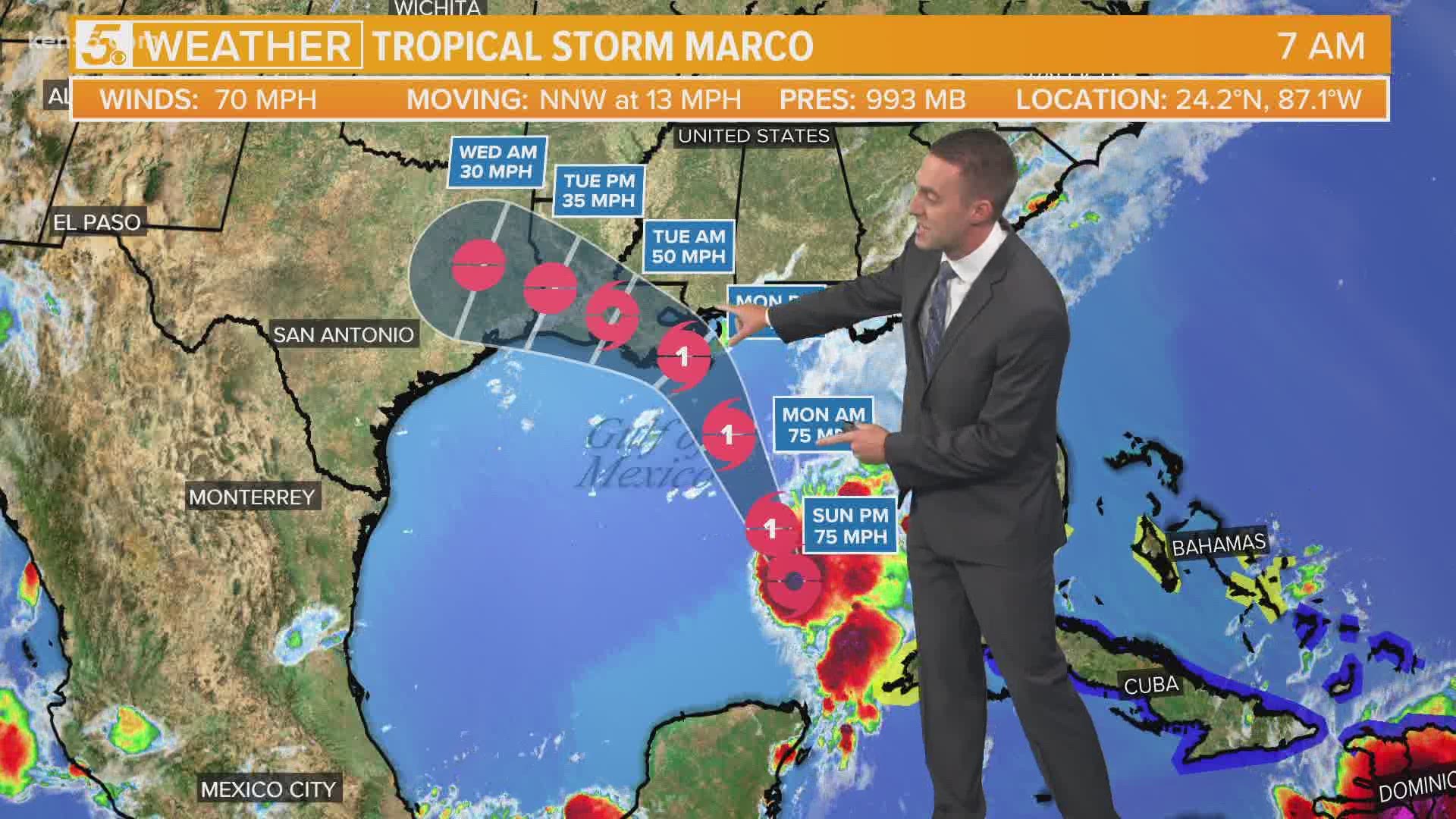 Marco strengthens into hurricane; track moves away from San Antonio ...