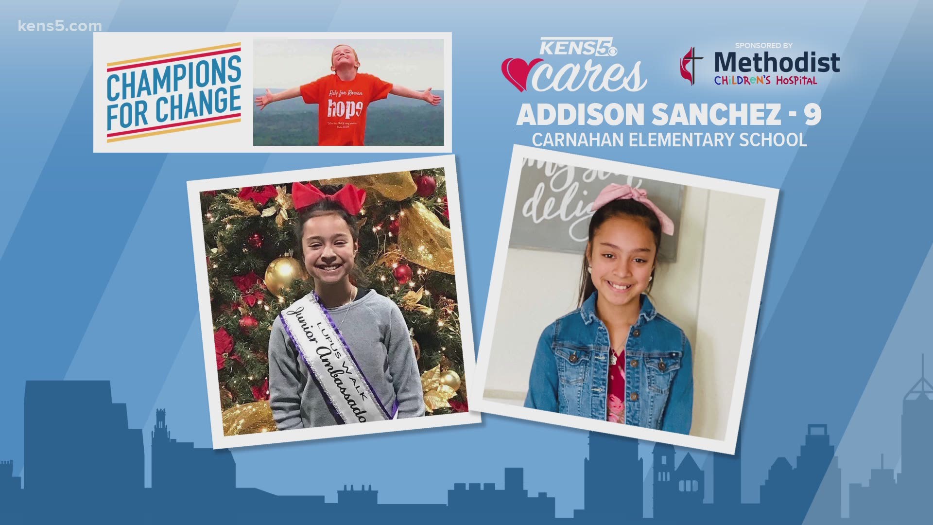 Addison Sanchez is a Champion for Change! She created a program to provide free raincoats, umbrellas for those in need.