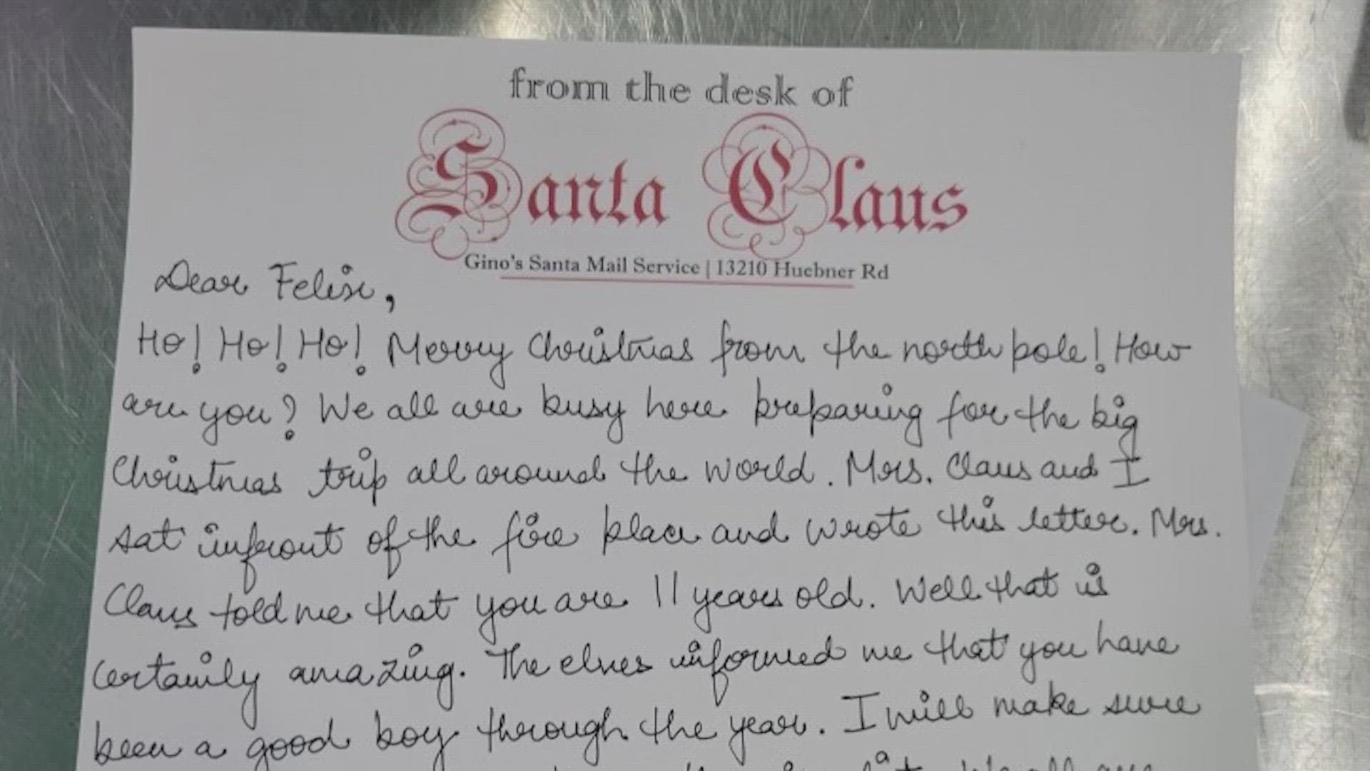 The Alamo City restaurant is continuing its tradition of serving as a stopping point for Santa-bound correspondence.