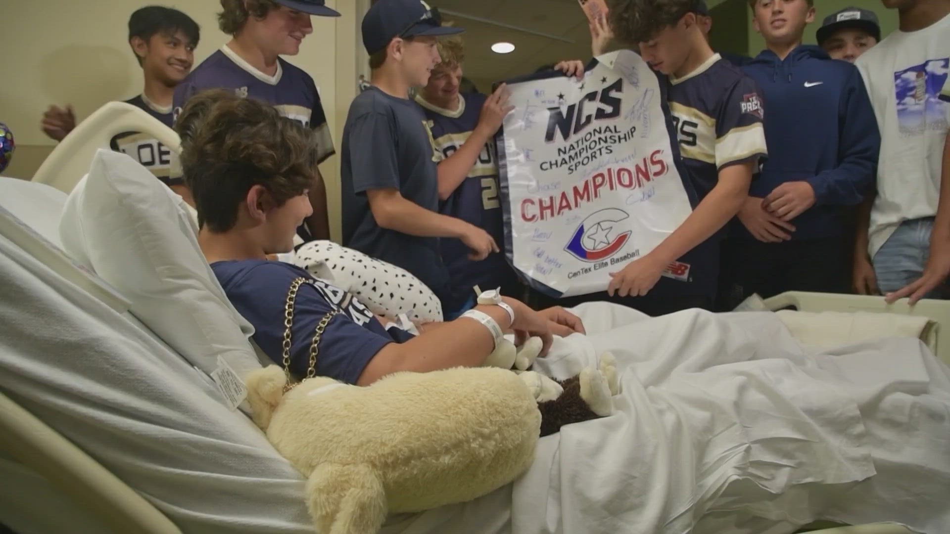 Max Figueroa's friends and teammates visited him in the hospital, brought him his championship ring, and named him their MVP.
