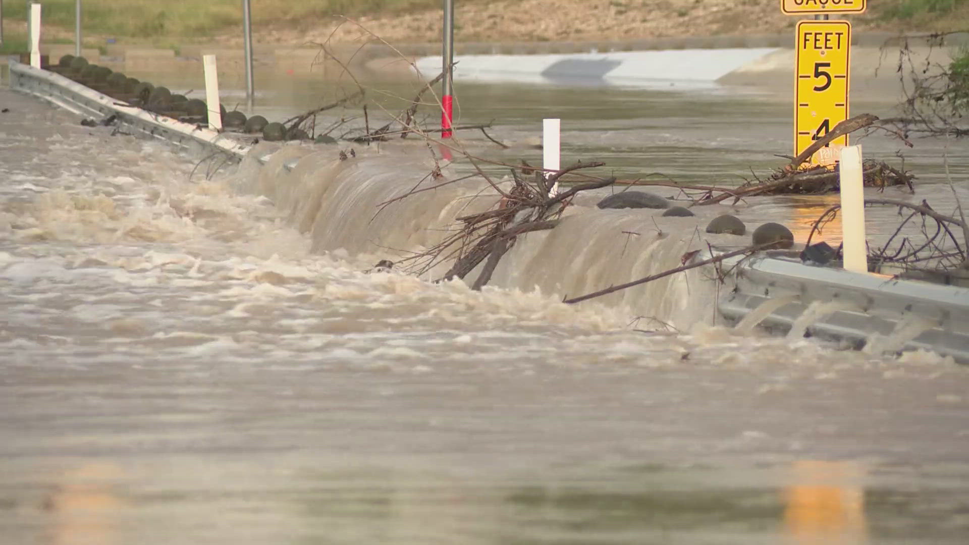 Sue Calberg has the current road conditions on Leon Creek in west San Antonio.