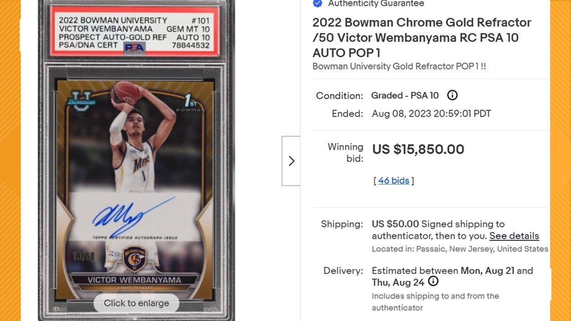 Rare Spurs' Victor Wembanyama autographed basketball card sells