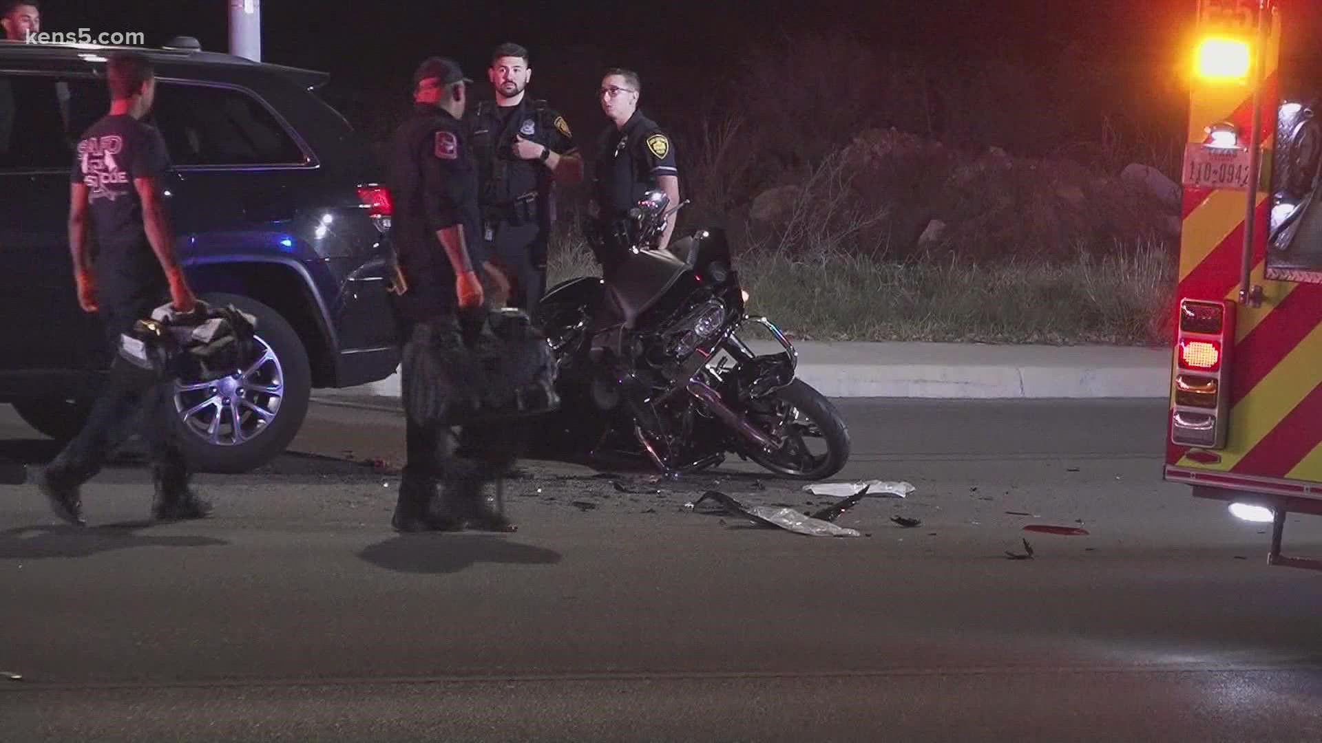 The man, believed to be in his 30s, who was driving the motorcycle was taken to the hospital with non-life-threatening injuries.