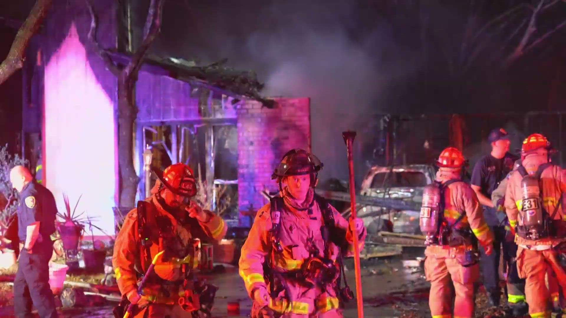 One of the homes next door was "singed" by the heavy flames, and both of the homes next door were evacuated as a precaution.