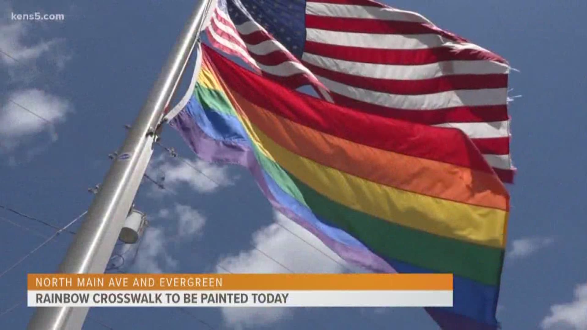 San Antonio's rainbow crosswalk is going up at North Main Avenue and Evergreen Street. The milestone comes three years after the day the U.S Supreme Court ruled same-sex marriage legal across our nation.