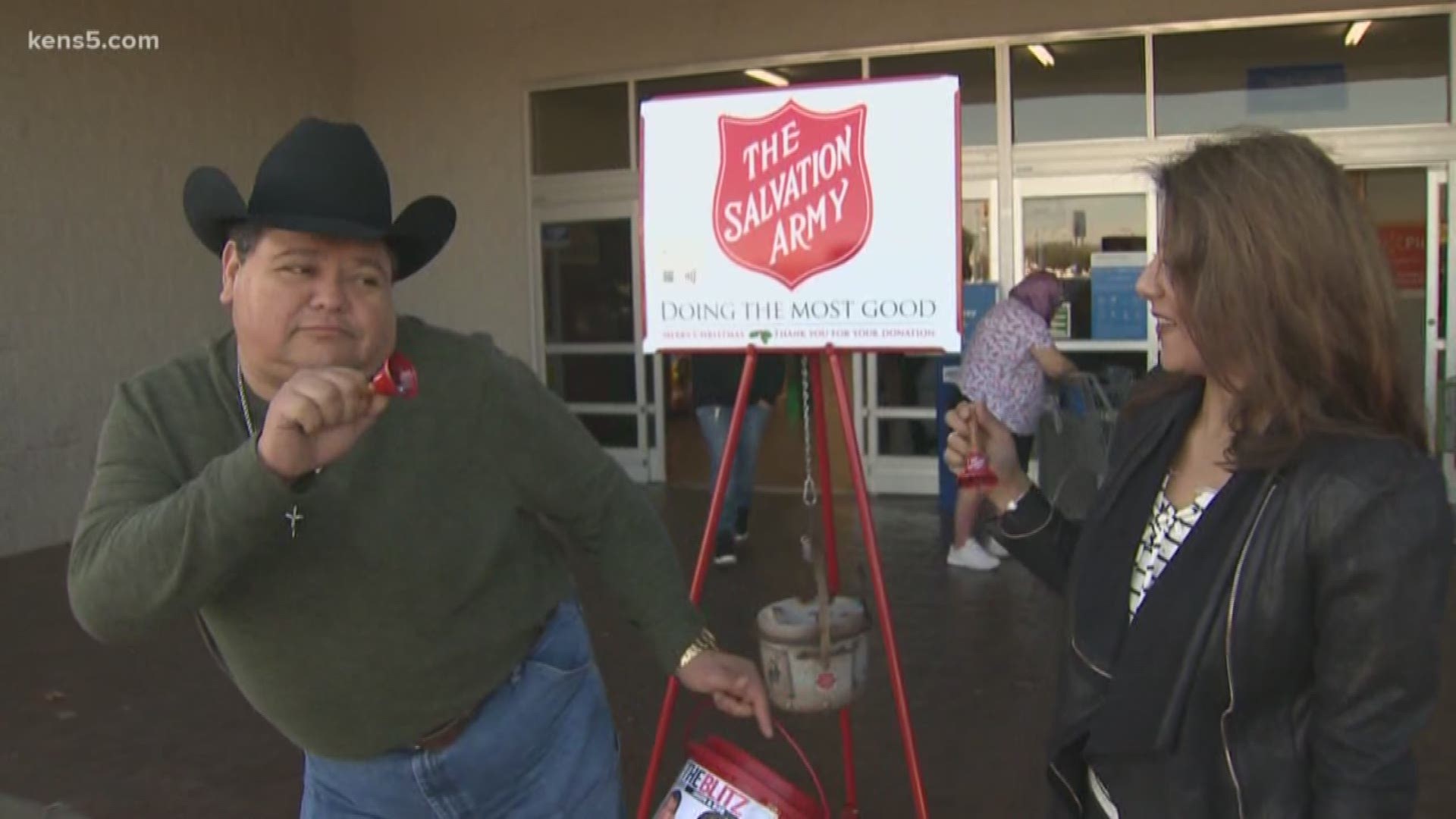 KENS 5's Sarah Forgany went up against legendary singer Raulito Navaira to raise money for the Salvation Army, raising nearly $500 in just two hours.