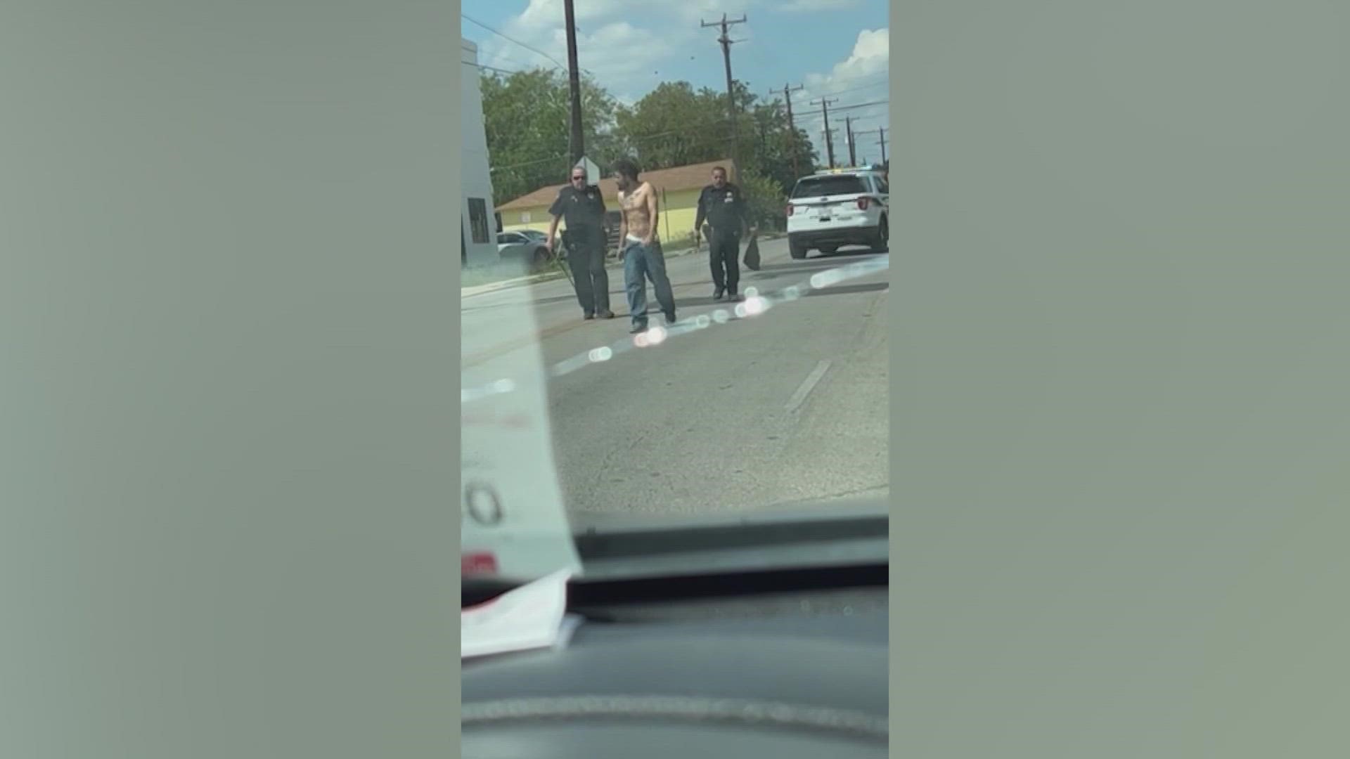 KENS 5 also obtained cell phone video, nearby, which shows SAISD officers trying to arrest a man.
