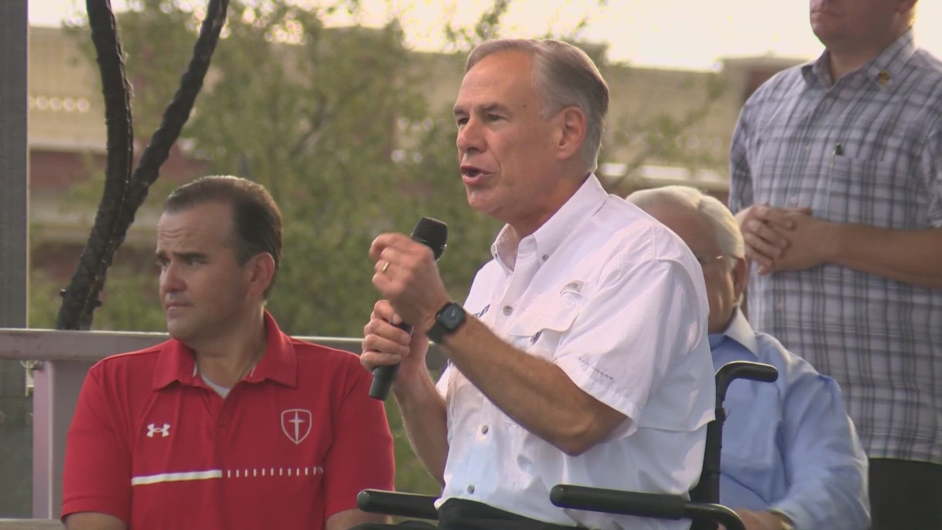 Abbott took the stage at the Parents Matter Tailgate at Cornerstone Christian School seeking support for his controversial school voucher bill.