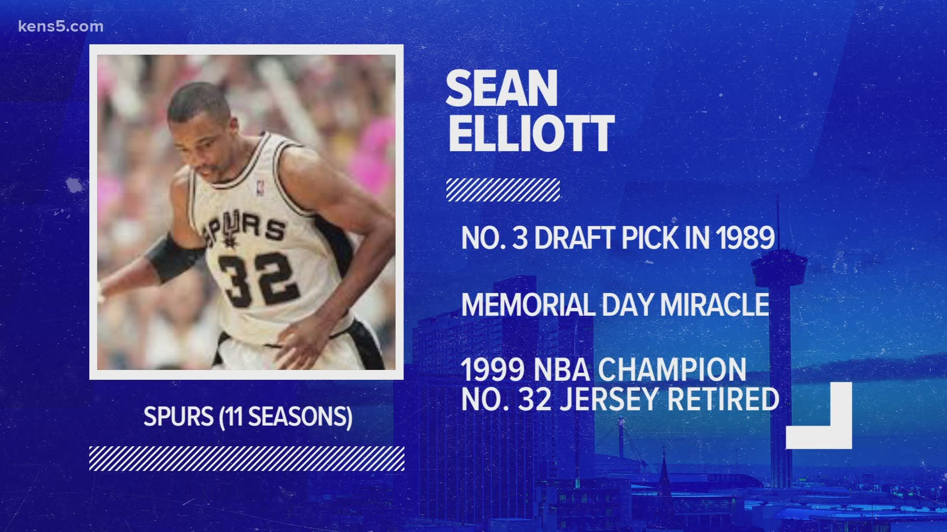 Elliott was selected by Spurs in the 1989 Draft before going on to help the Silver and Black win an NBA title in 1999.