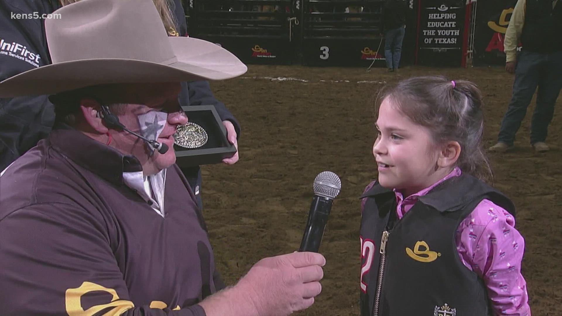 She scored 90 points to win the mutton bustin competition.