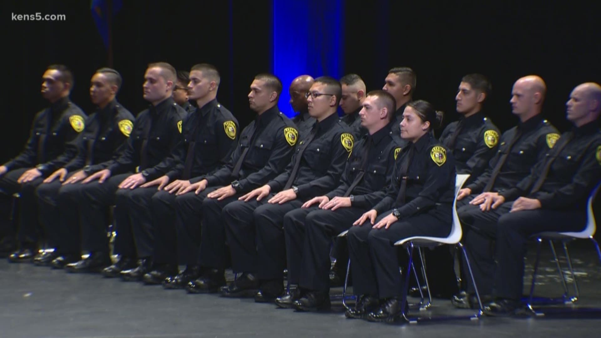 One day after three former Bexar County sheriff's deputies were arrested and fired on criminal allegations, 16 new detention officers were sworn in.